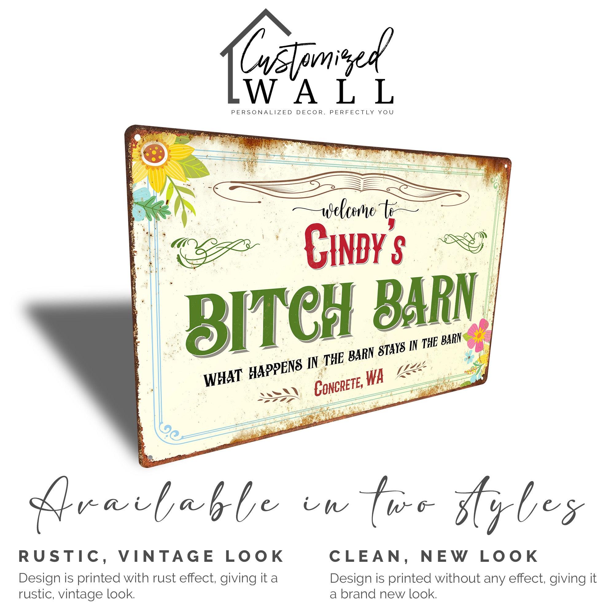 Personalized Rustic Metal Sign - Custom "Bitch Barn" Welcome Plaque for Home Décor & Gifts - Image 4