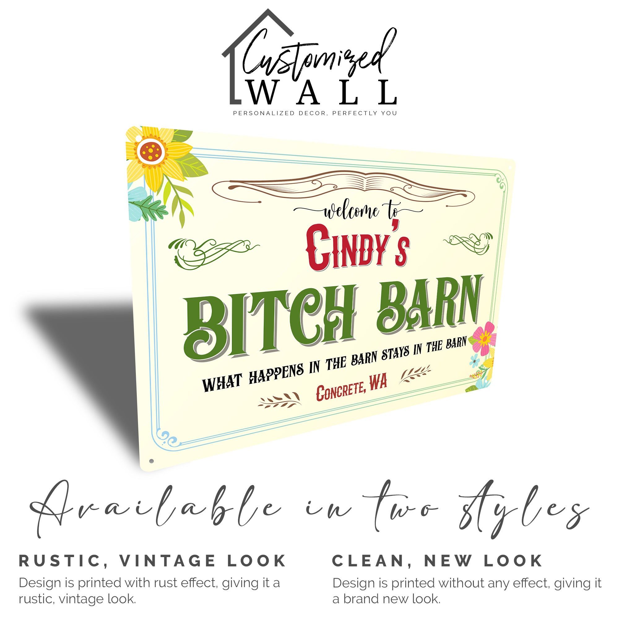 Personalized Rustic Metal Sign - Custom "Bitch Barn" Welcome Plaque for Home Décor & Gifts - Image 5