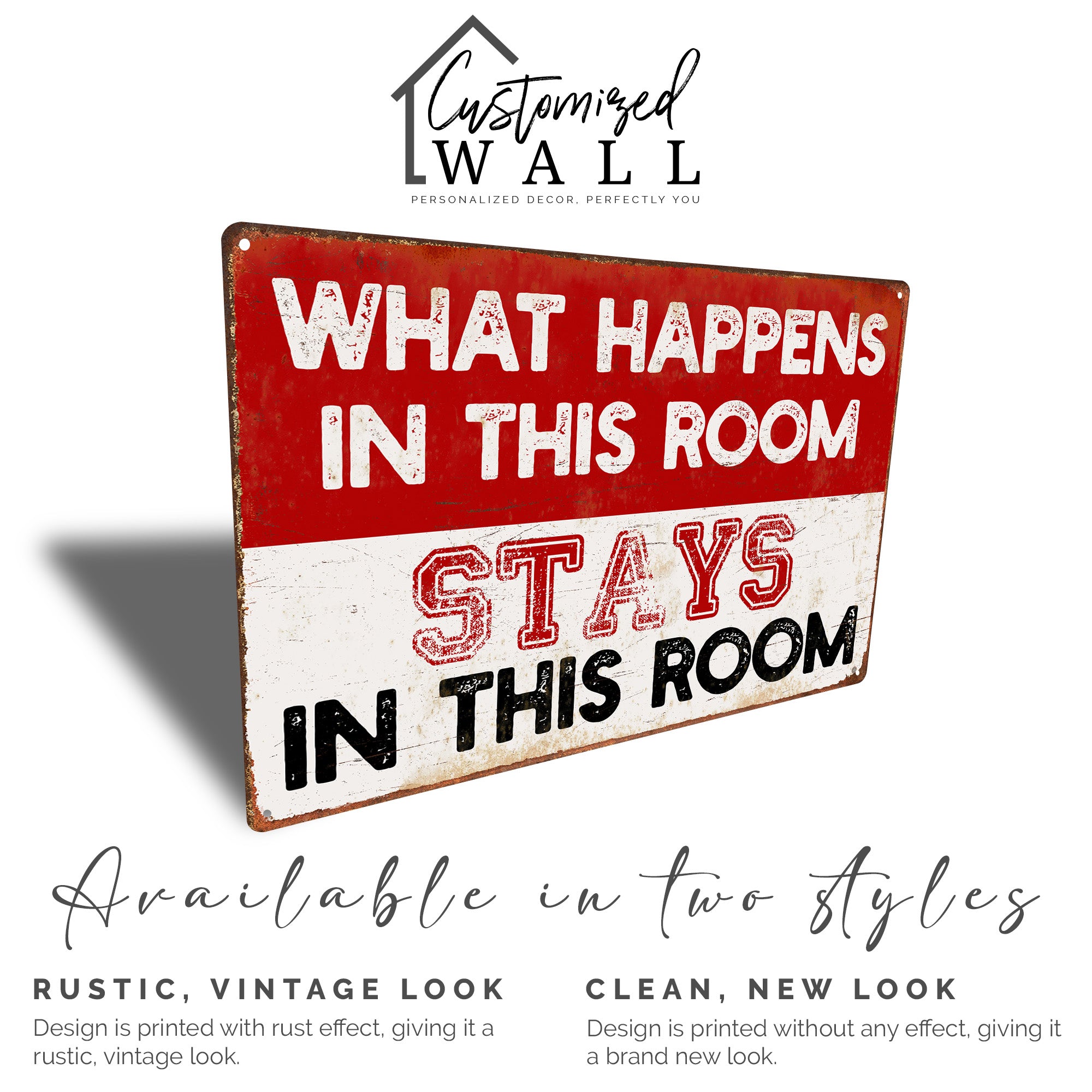 Personalized "What Happens in This Room" Retro Metal Sign - Customizable Handmade Gift for Home Décor - Image 4