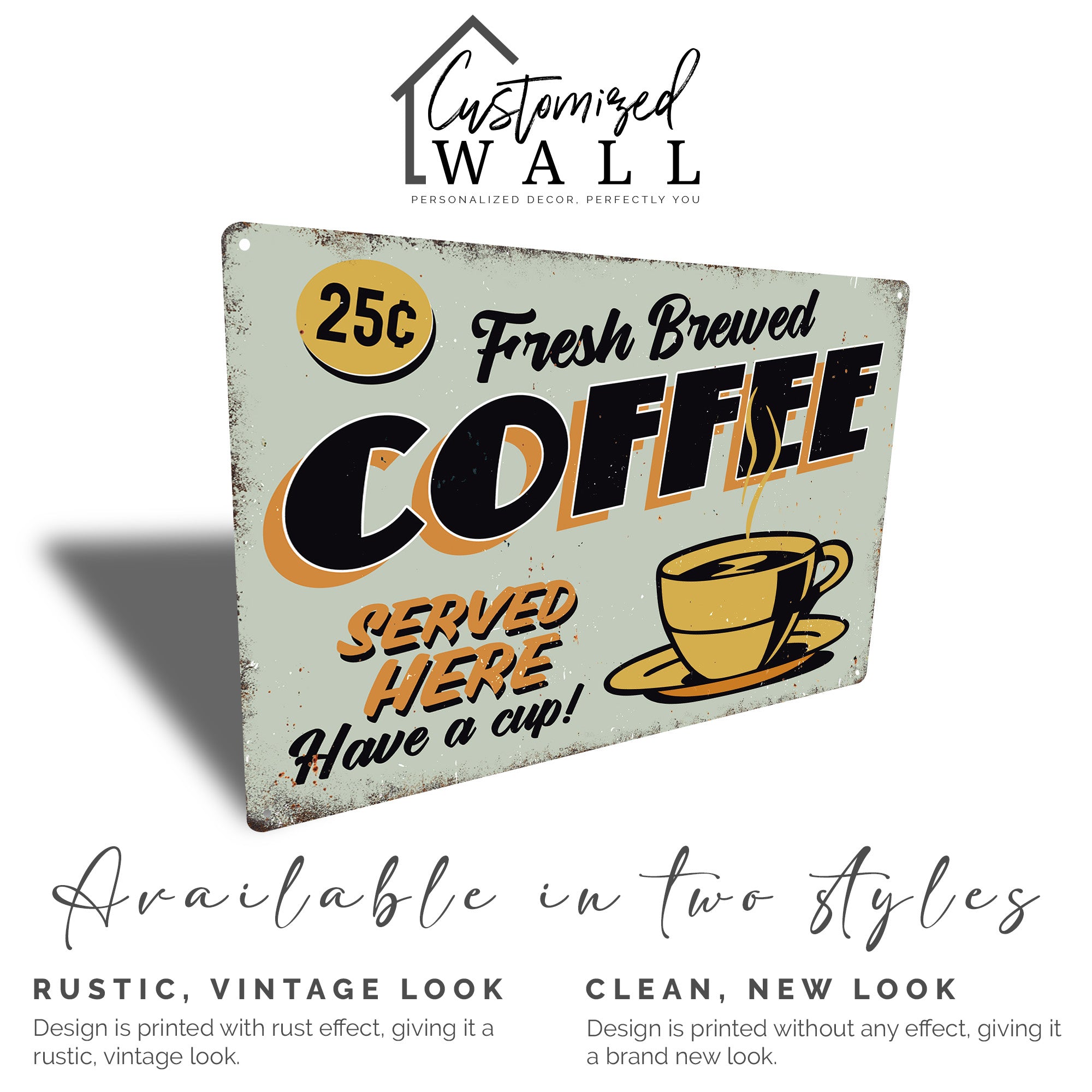 Vintage Retro Coffee Sign: Personalized Handcrafted Metal Art for Coffee Lovers - Image 3