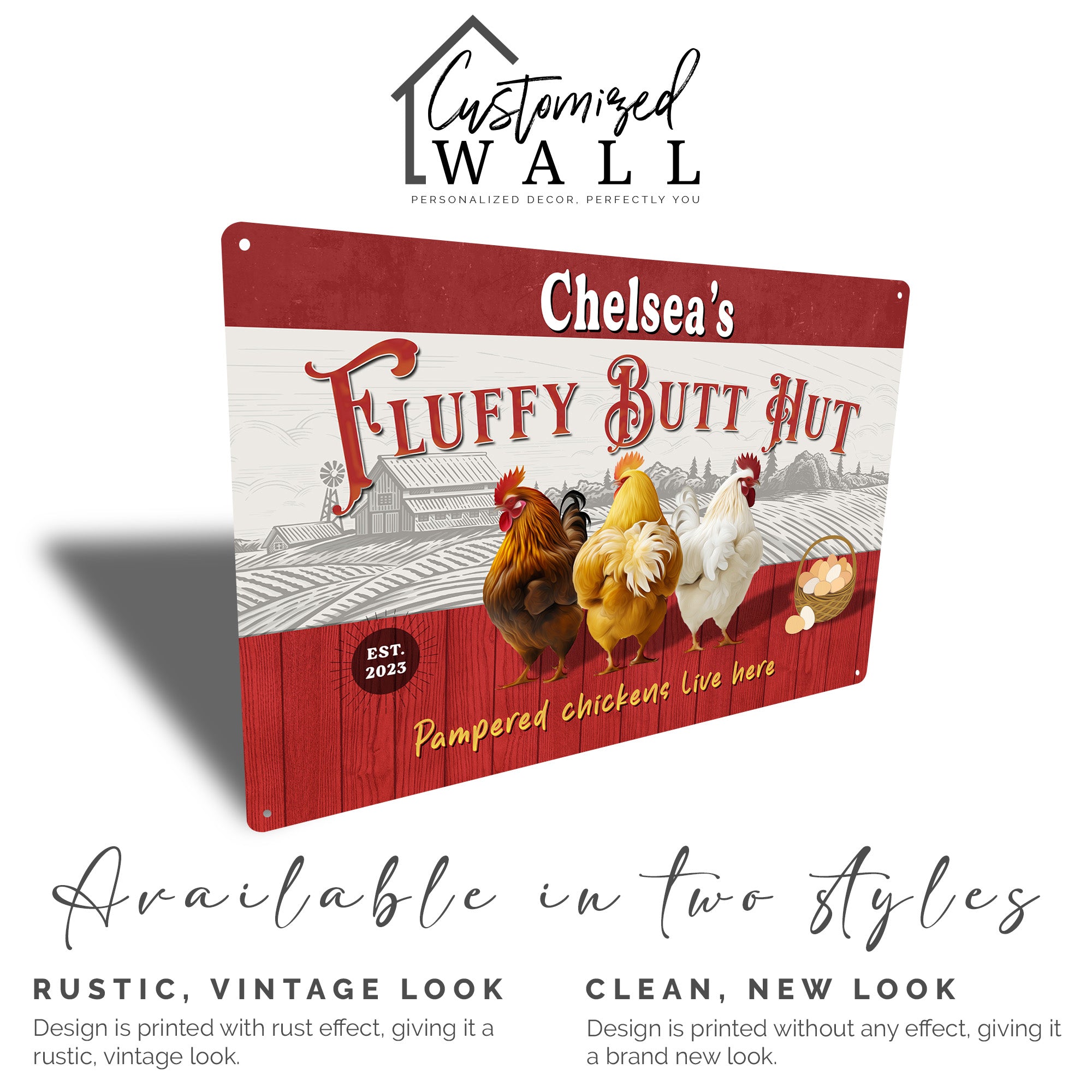 Customizable "Fluffy Butt Hut" Metal Sign - Rustic Chicken Coop Decor, Personalized Farmhouse Gift for Chicken Lovers - Image 5