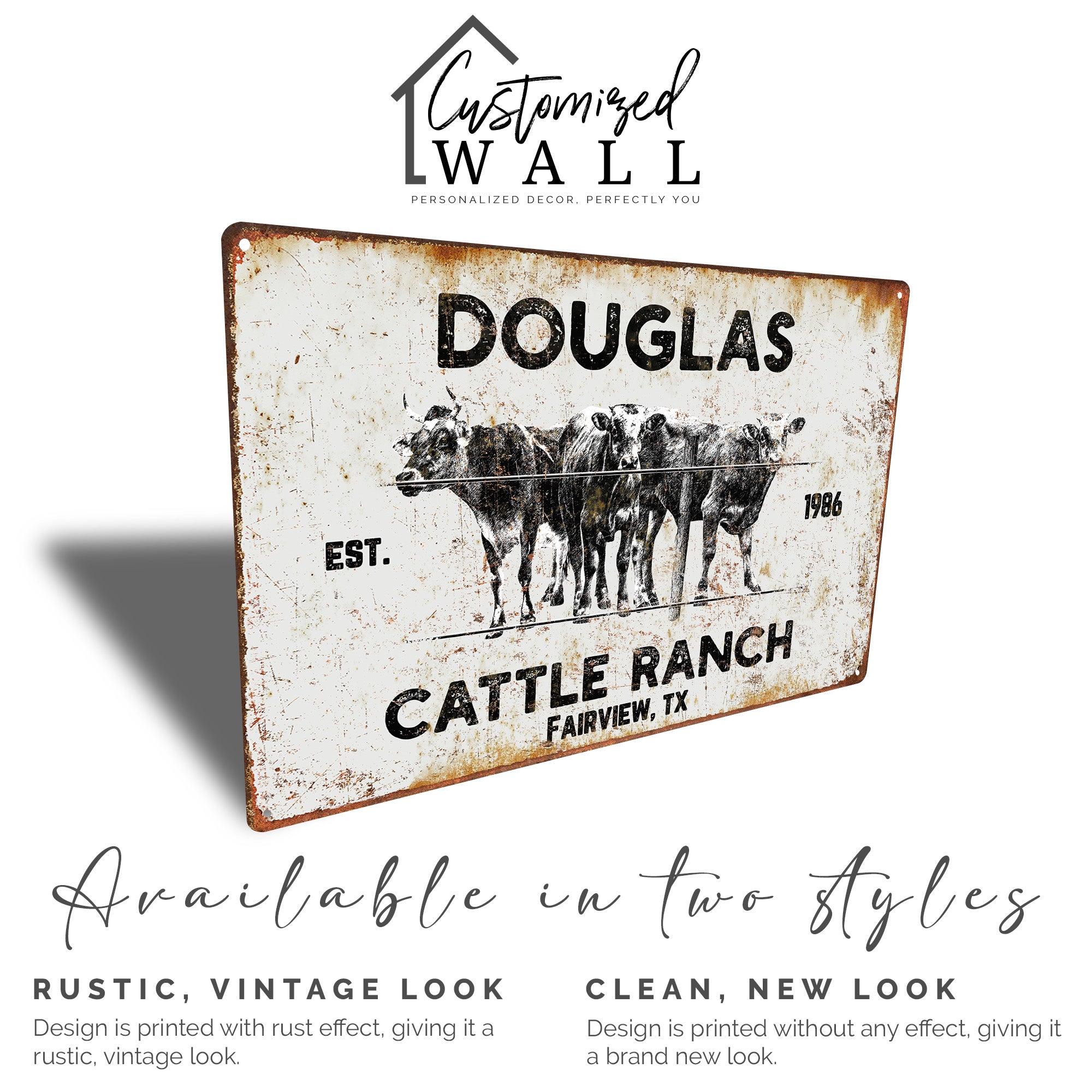 Personalized Rustic Metal Cattle Ranch Sign - Custom Farmhouse Decor for Ranch Enthusiasts, Established Date Included - Image 4