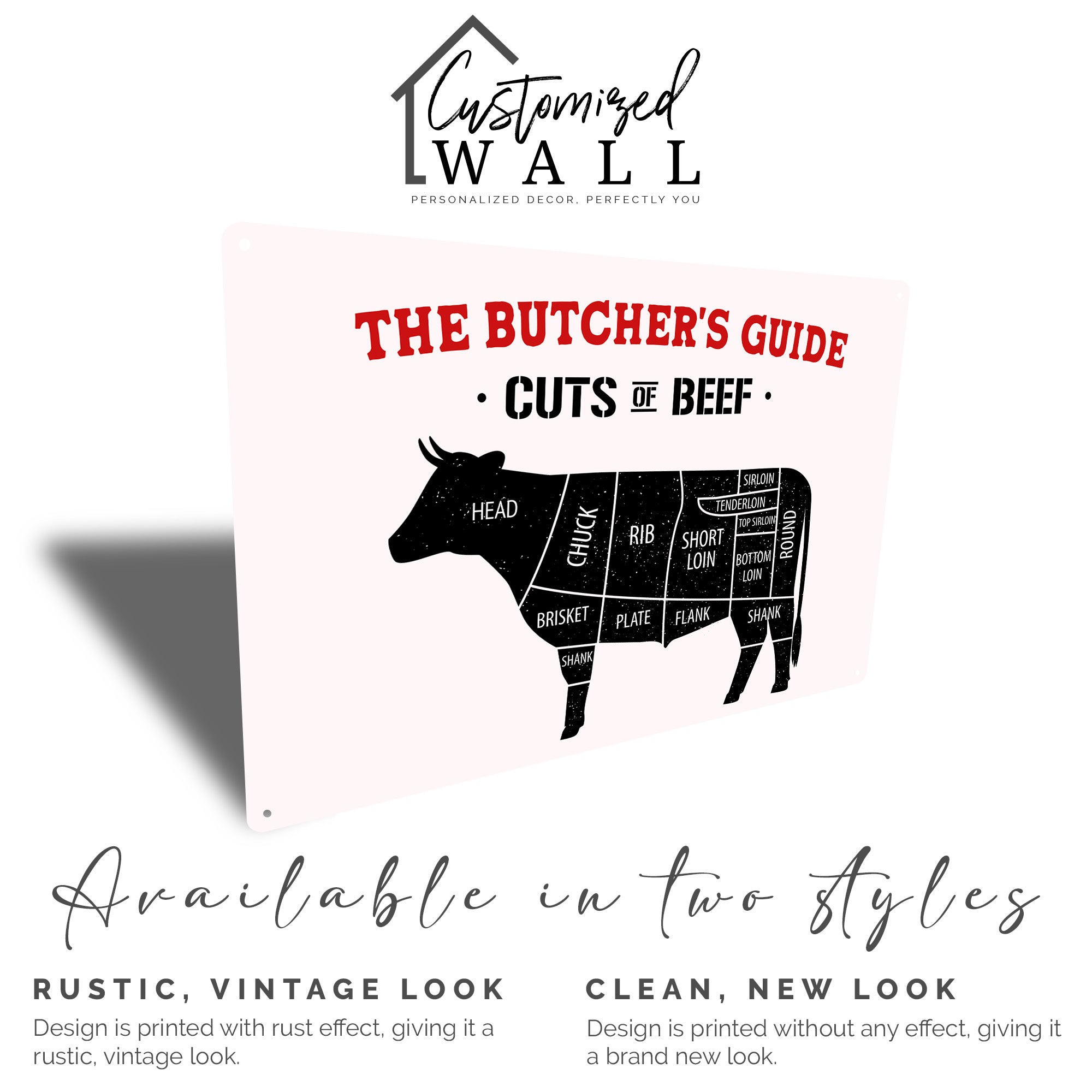 Personalized Metal Butcher's Guide Sign - Rustic Cuts of Beef Chart for Kitchen & BBQ Lovers - Image 5