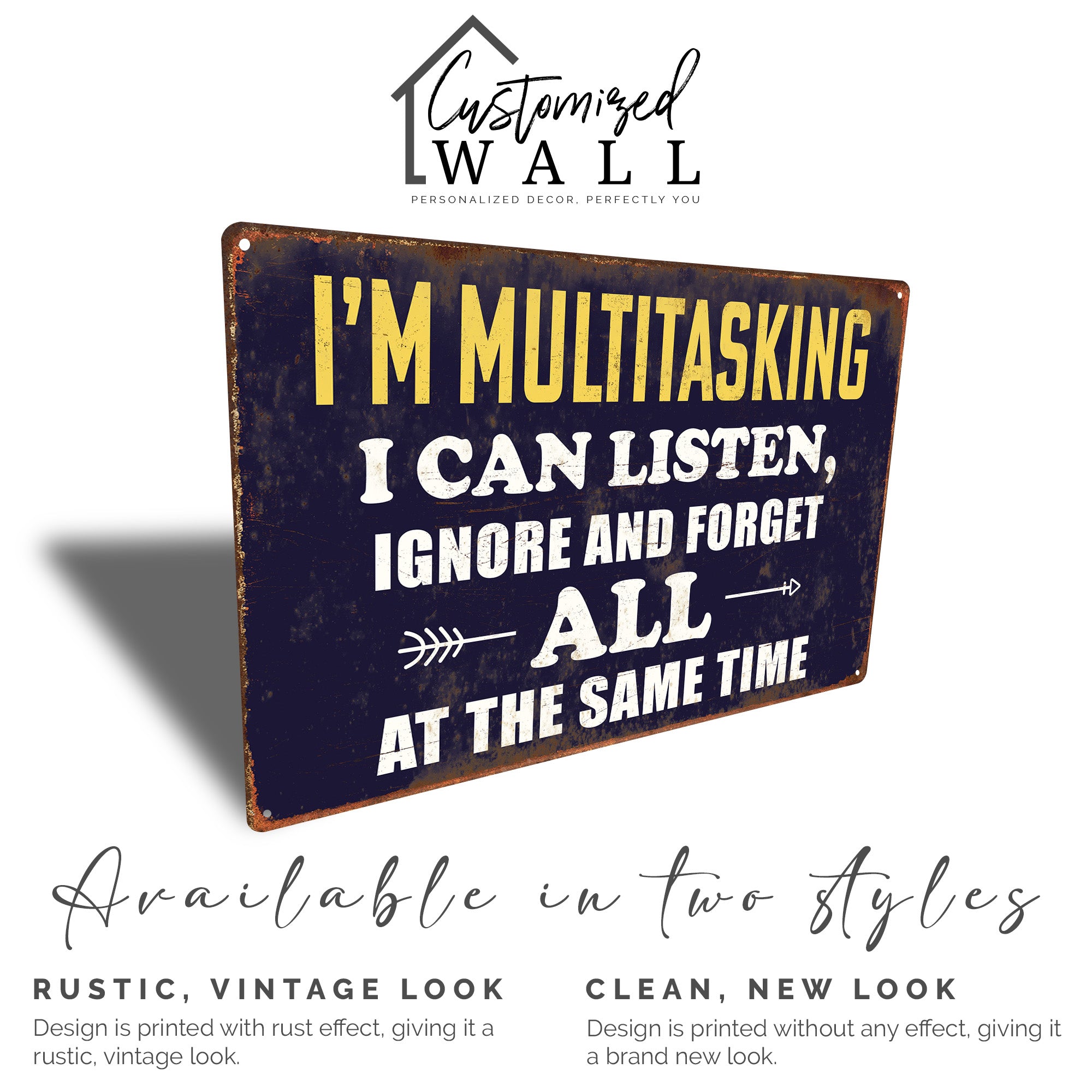 Personalized "I'm Multitasking" Metal Sign - Humorous Rustic Decor for Home or Office Gift - Image 4