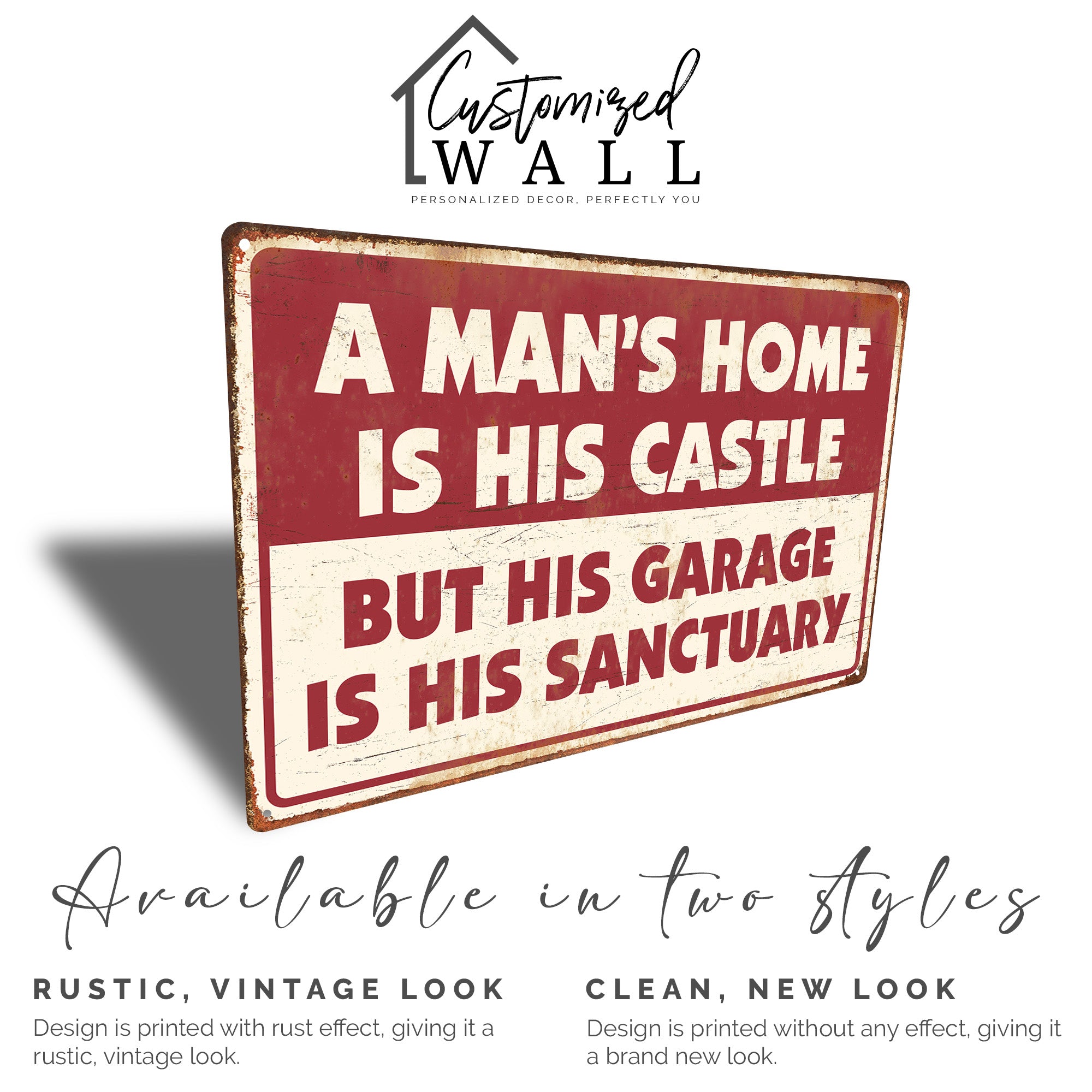 Personalized Rustic Metal Garage Sign - Man's Home Castle Sanctuary - Customizable Handcrafted Gift for Him - Image 4