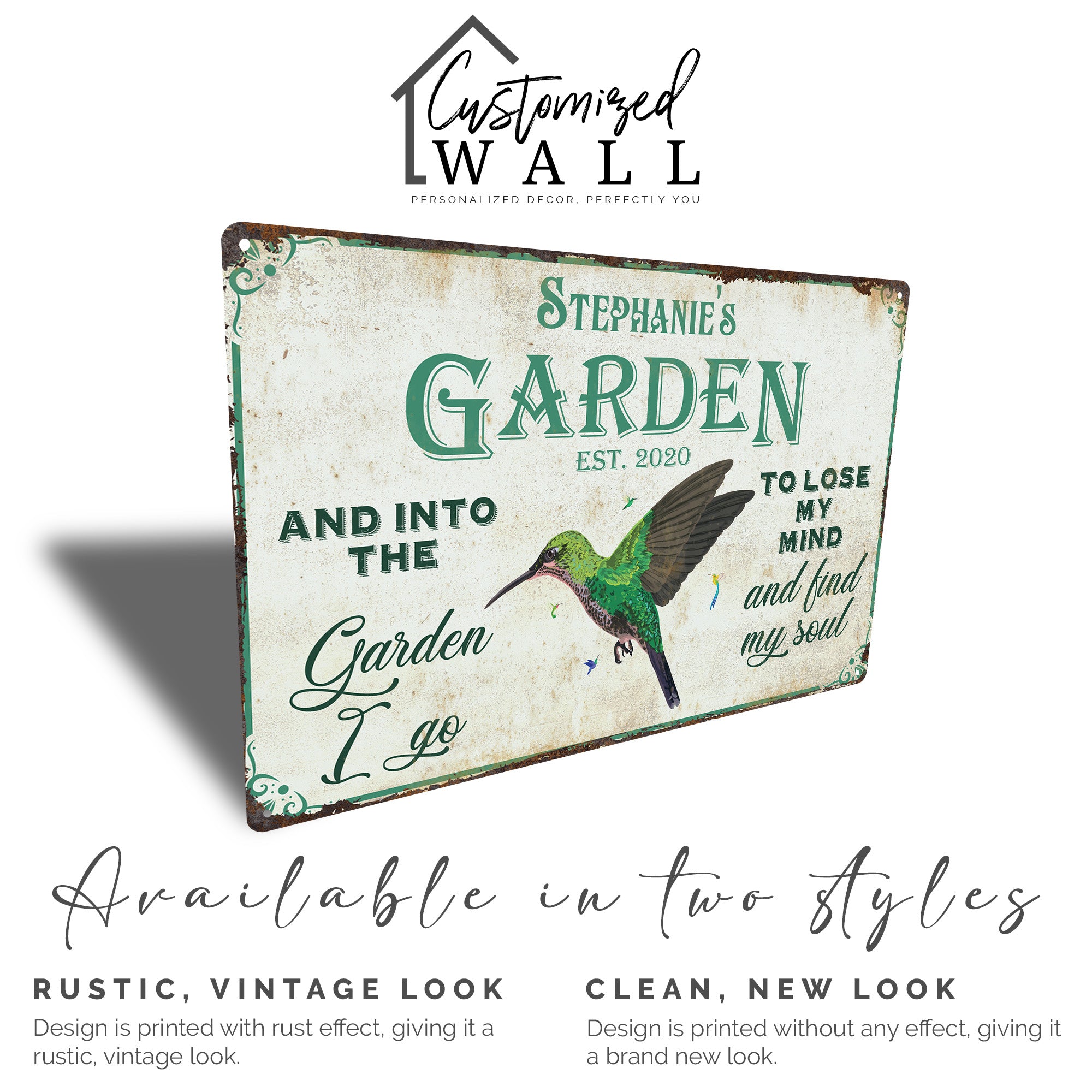 Personalized "Garden of Serenity" Metal Sign with Hummingbird Design – Perfect Custom Gift for Nature Lovers and Gardeners - Image 3