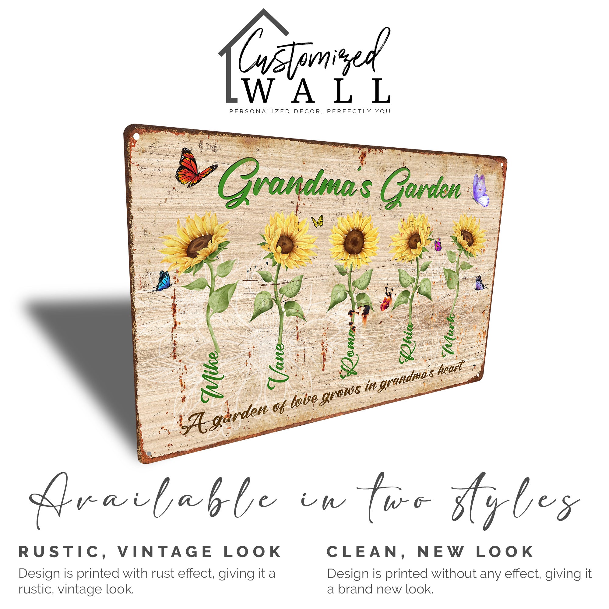 Personalized Grandma’s Garden Metal Sign - Custom Sunflowers Wall Art for Grandma's Gift - Durable, Handcrafted Décor - Image 4