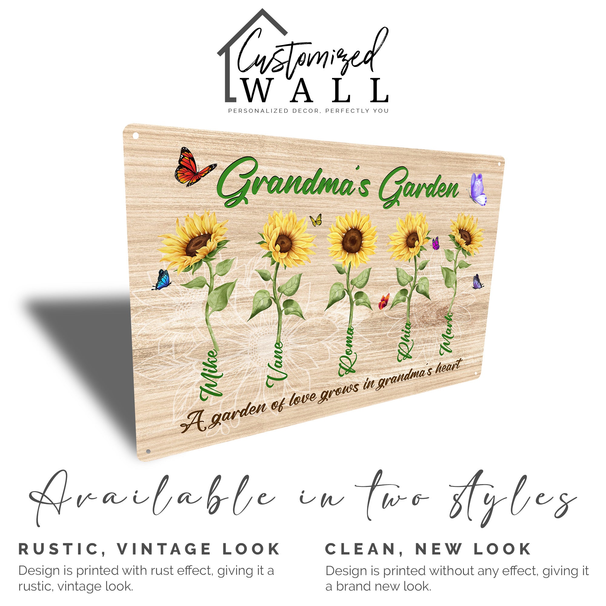 Personalized Grandma’s Garden Metal Sign - Custom Sunflowers Wall Art for Grandma's Gift - Durable, Handcrafted Décor - Image 5