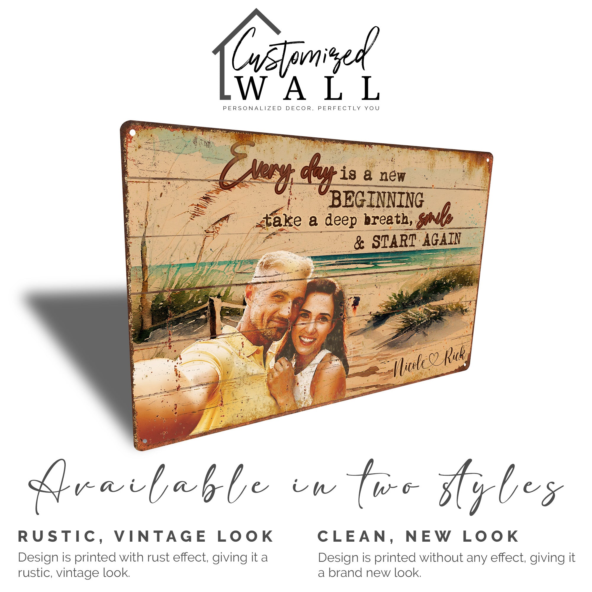 Personalized Rustic Metal Sign - New Beginnings Design with Custom Names - Perfect Gift for Couples, Anniversaries, Home Decor - Image 4