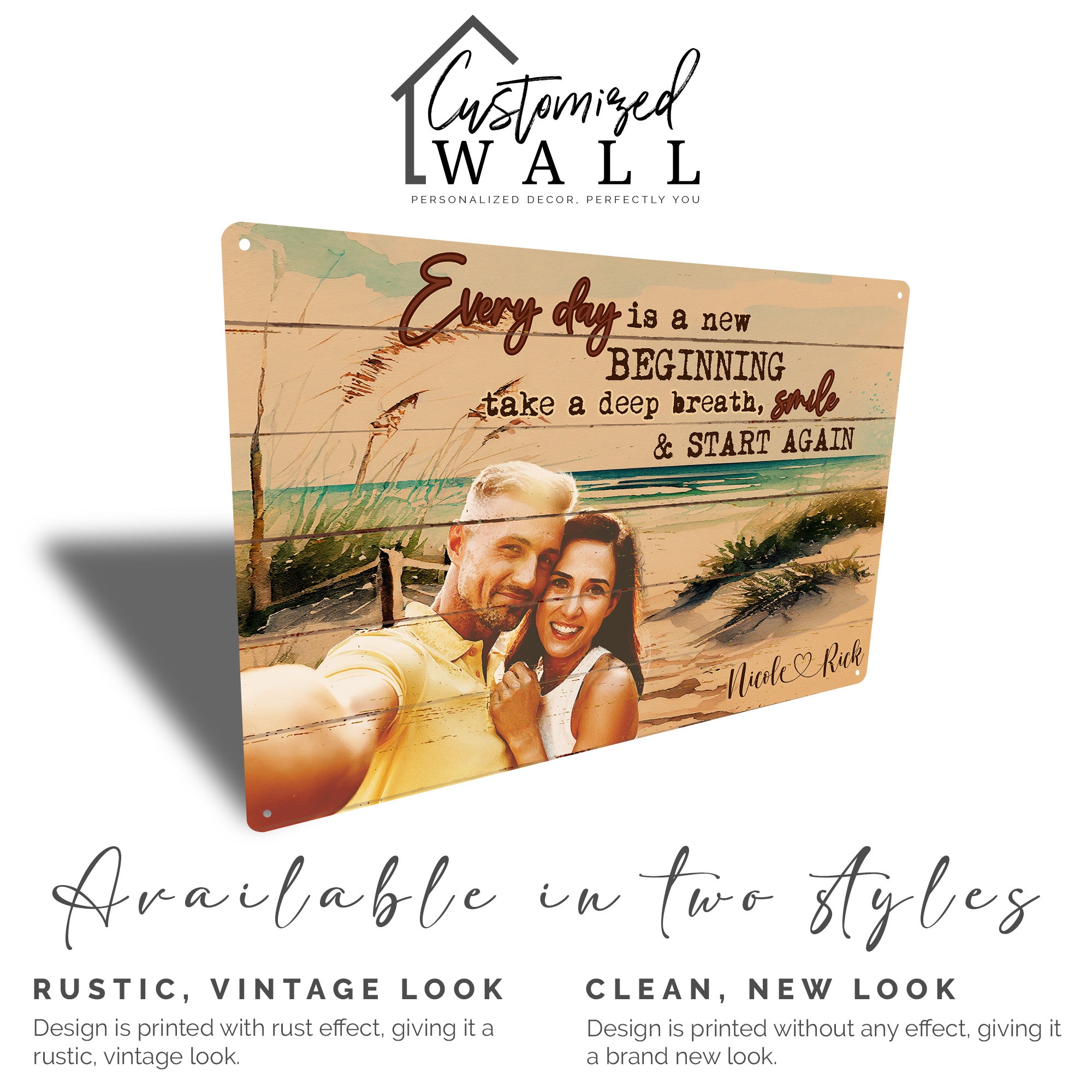 Personalized Rustic Metal Sign - New Beginnings Design with Custom Names - Perfect Gift for Couples, Anniversaries, Home Decor - Image 5