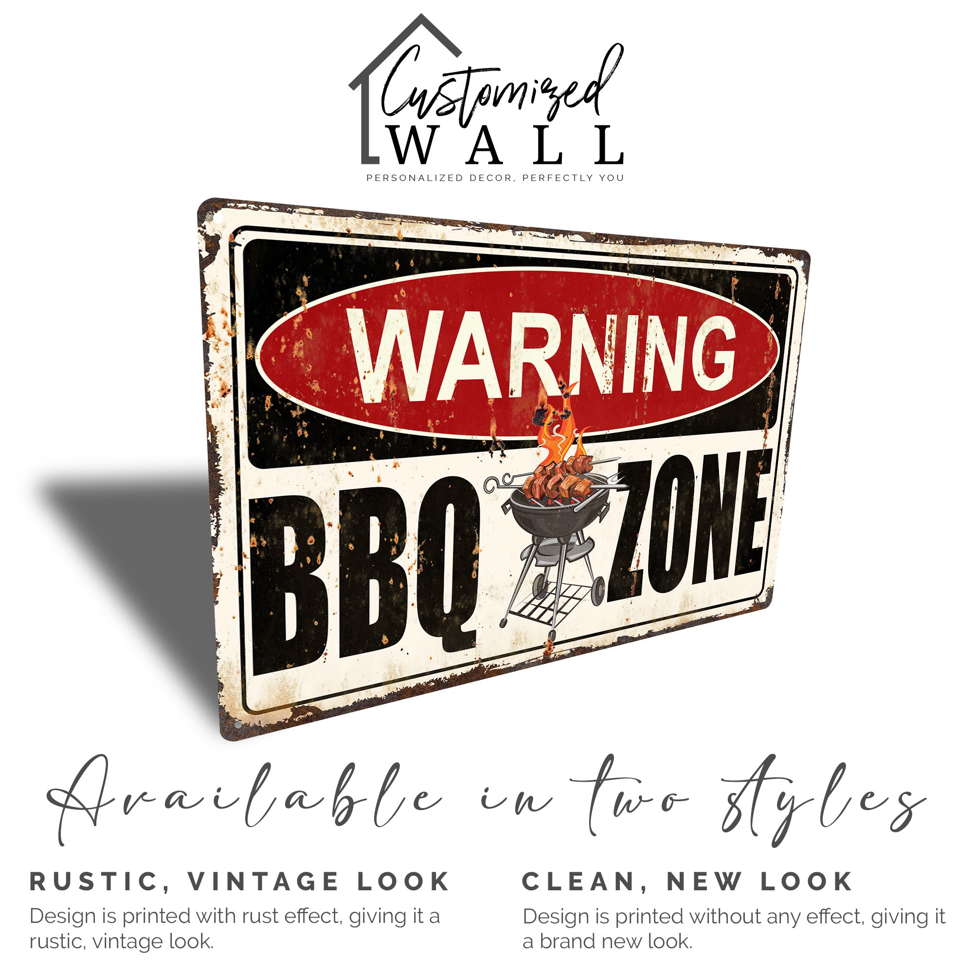 Personalized "Warning BBQ Zone" Metal Sign for Outdoor Grilling Enthusiasts - Customizable Rustic Décor Perfect for Backyard BBQ Lovers - Image 3
