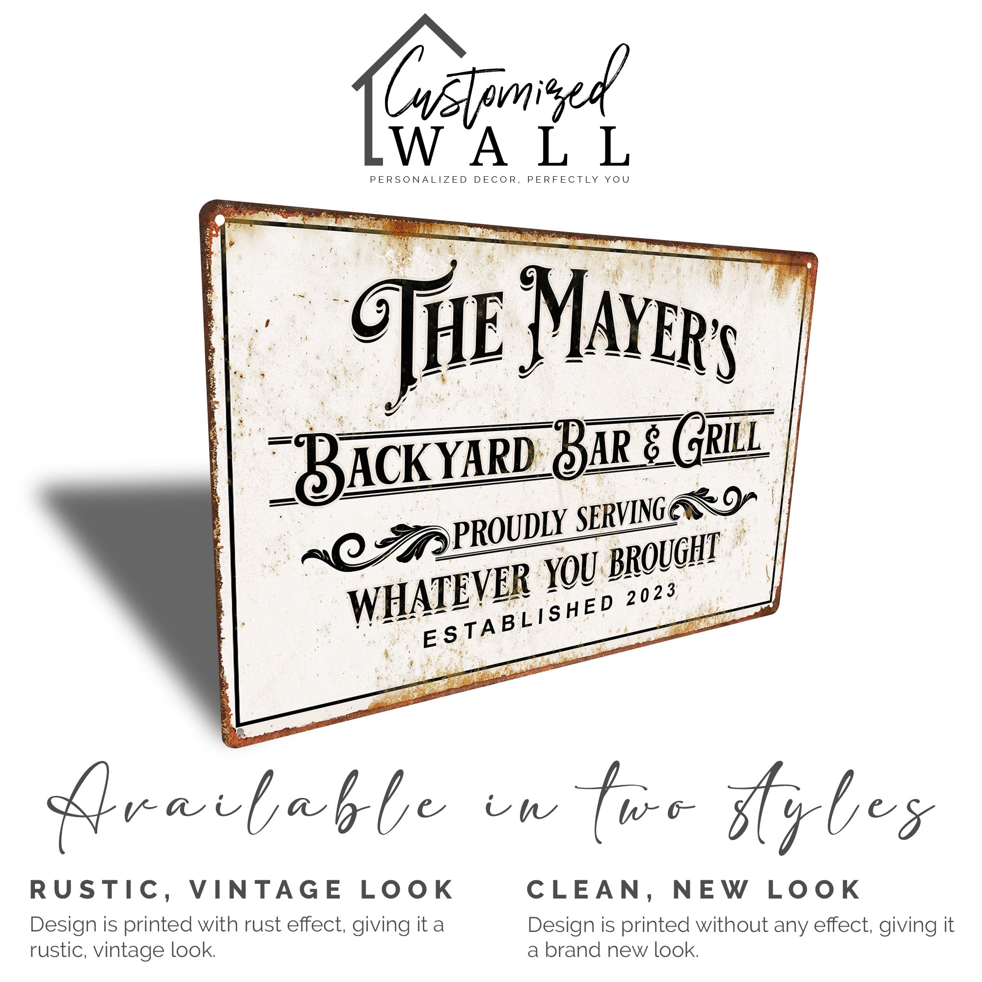 Personalized Backyard Bar & Grill Metal Sign - Custom Name Tin Plaque for Outdoor Decor and Unique Gift - Image 4