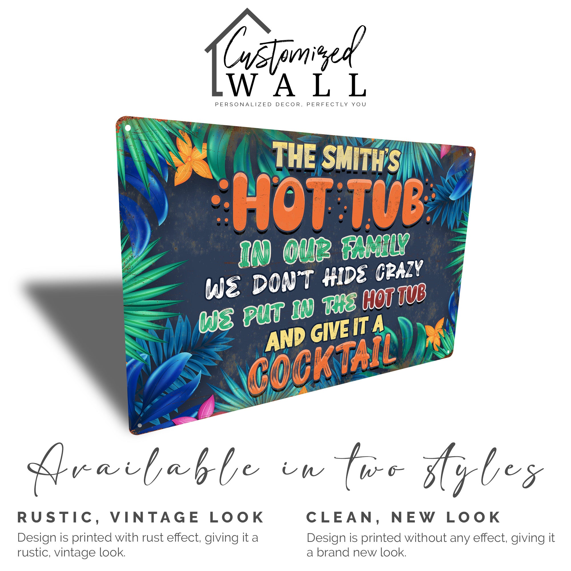 Personalized Tropical Hot Tub Metal Sign - Add a Splash of Fun and Color to Your Oasis With Custom Family Name - Image 4