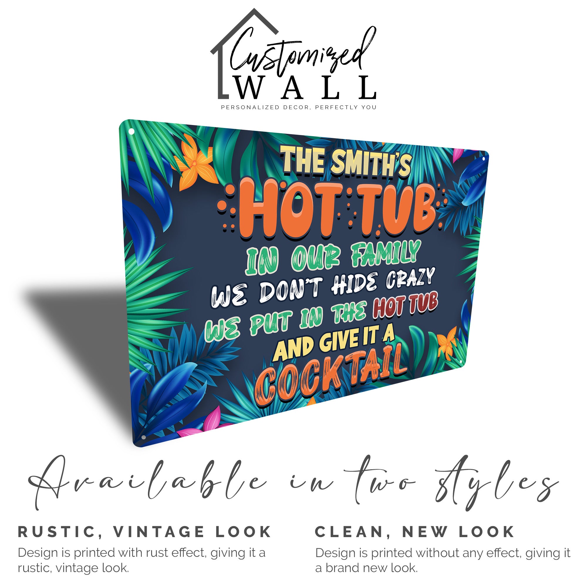 Personalized Tropical Hot Tub Metal Sign - Add a Splash of Fun and Color to Your Oasis With Custom Family Name - Image 5