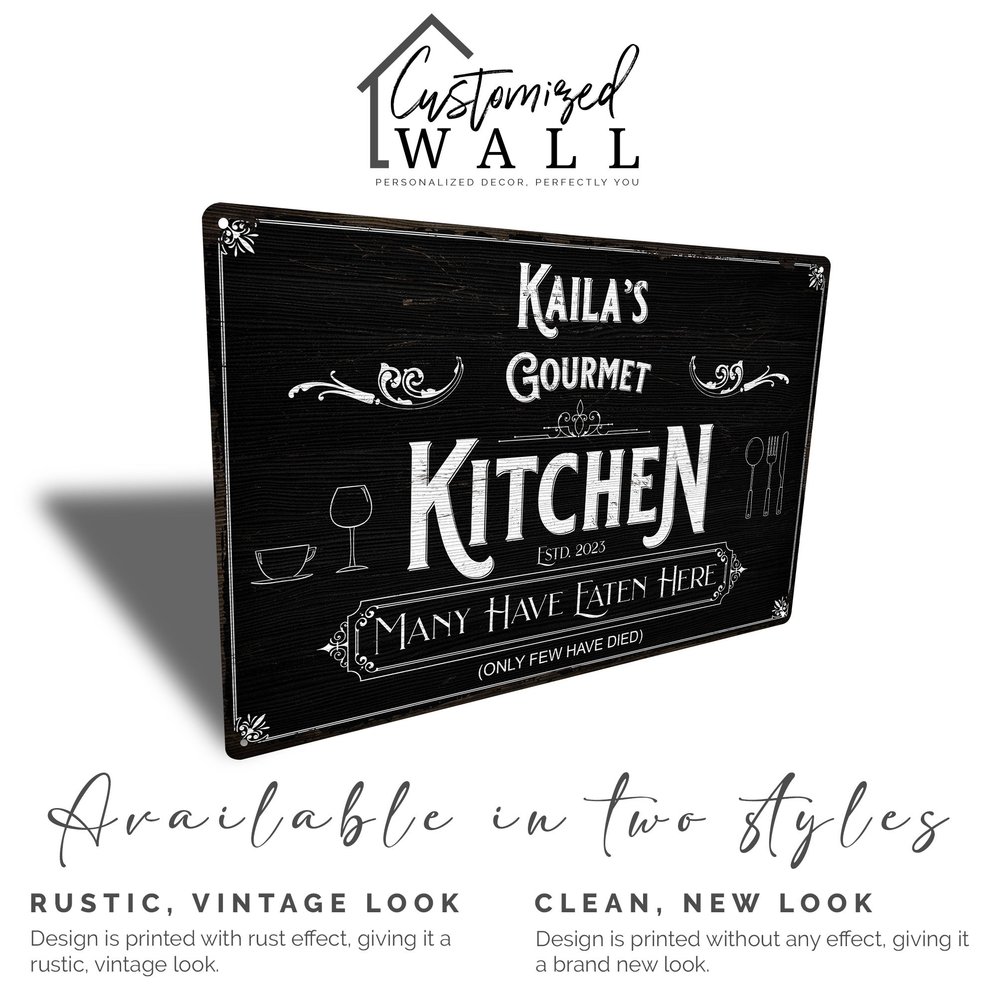 Personalized Gourmet Kitchen Metal Sign – Custom Name & Year, Humorous Wall Décor for Home Chefs - Image 4