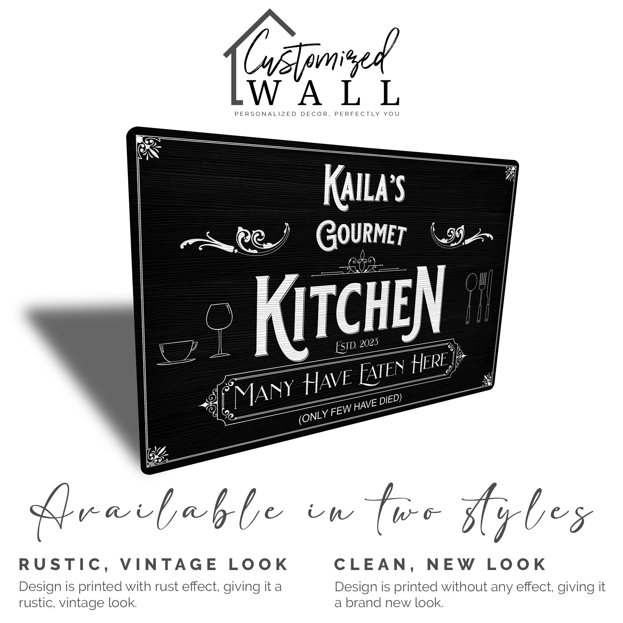 Personalized Gourmet Kitchen Metal Sign – Custom Name & Year, Humorous Wall Décor for Home Chefs - Image 5