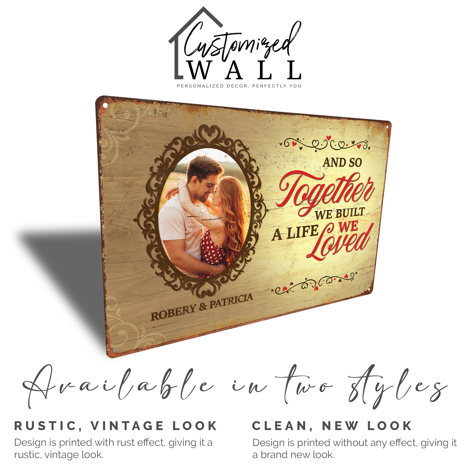 Personalized Romantic Metal Sign - Custom Photo and Names - Perfect Gift for Couples, Anniversaries, Weddings, or Valentine’s Day - Image 4