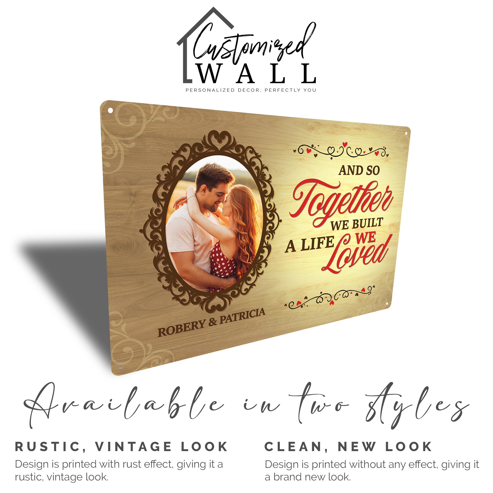 Personalized Romantic Metal Sign - Custom Photo and Names - Perfect Gift for Couples, Anniversaries, Weddings, or Valentine’s Day - Image 5