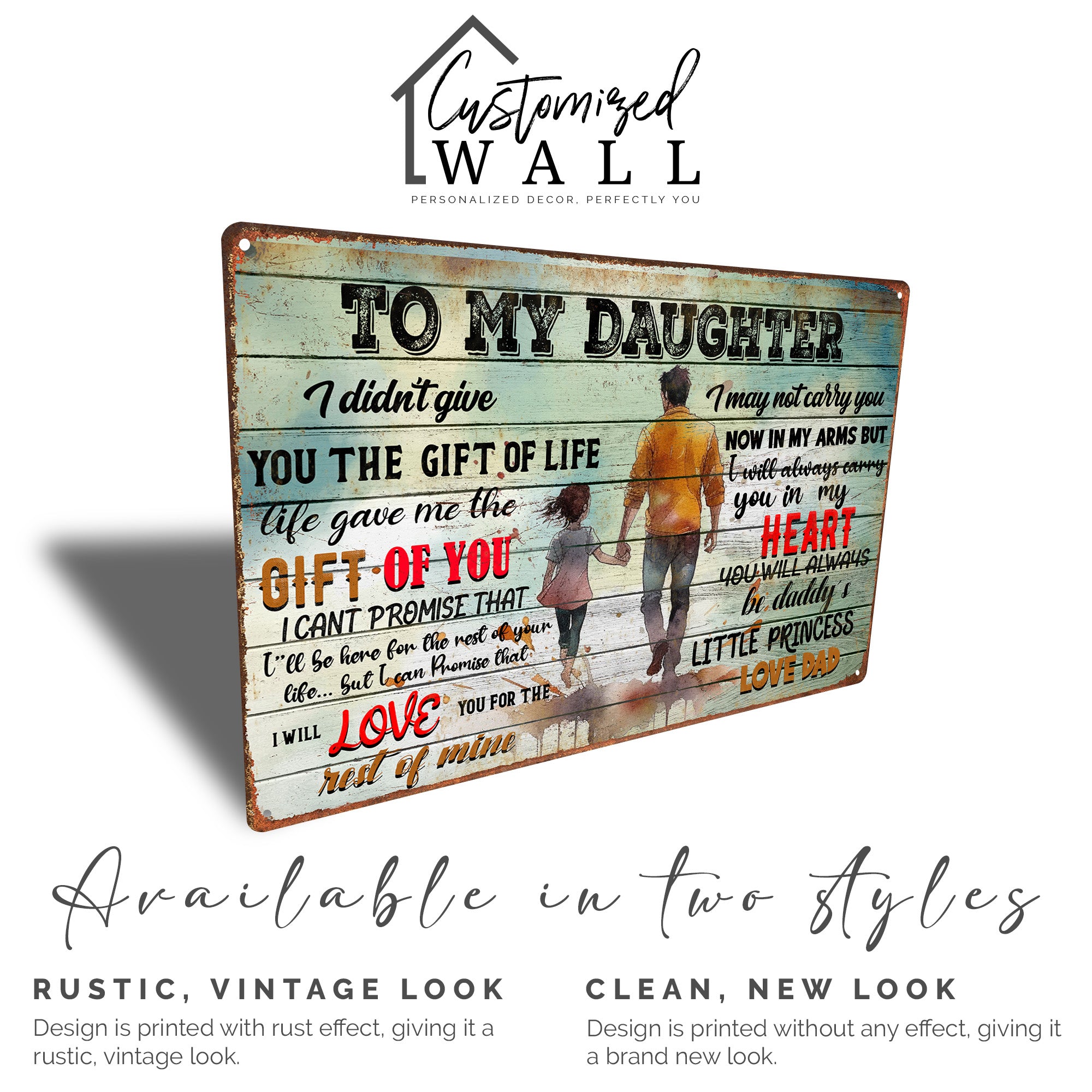 Personalized "To My Daughter" Metal Sign - Heartfelt Gift with Artistic Design for Dads to Celebrate Their Little Princess - Image 4