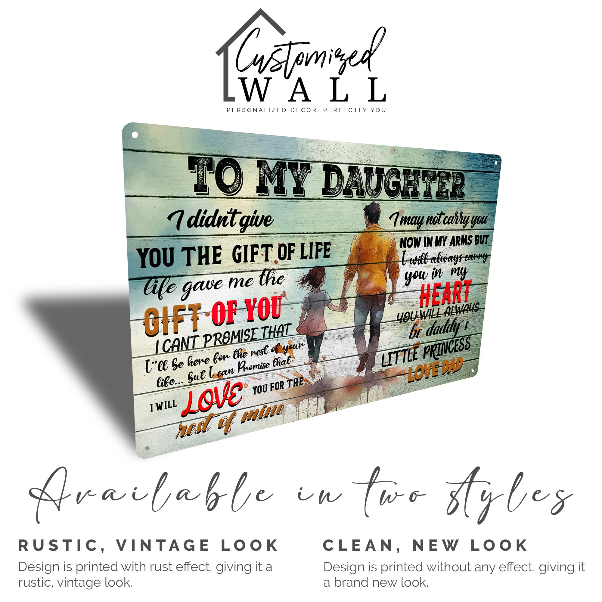 Personalized "To My Daughter" Metal Sign - Heartfelt Gift with Artistic Design for Dads to Celebrate Their Little Princess - Image 5