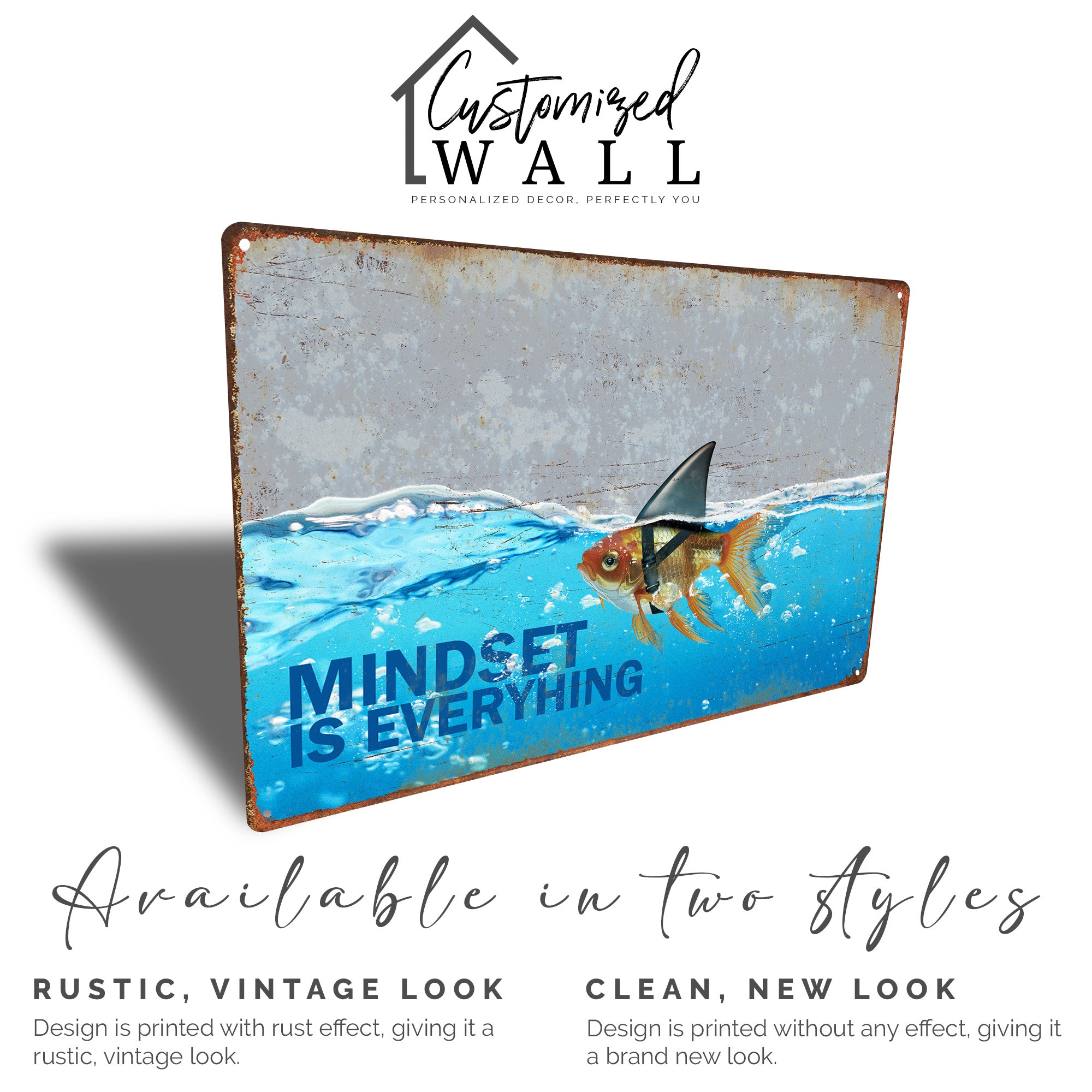 Personalized Metal Sign Decor – Inspirational Fish with Shark Fin Design – Perfect Motivational Gift for Home, Office, or Workshop - Image 4