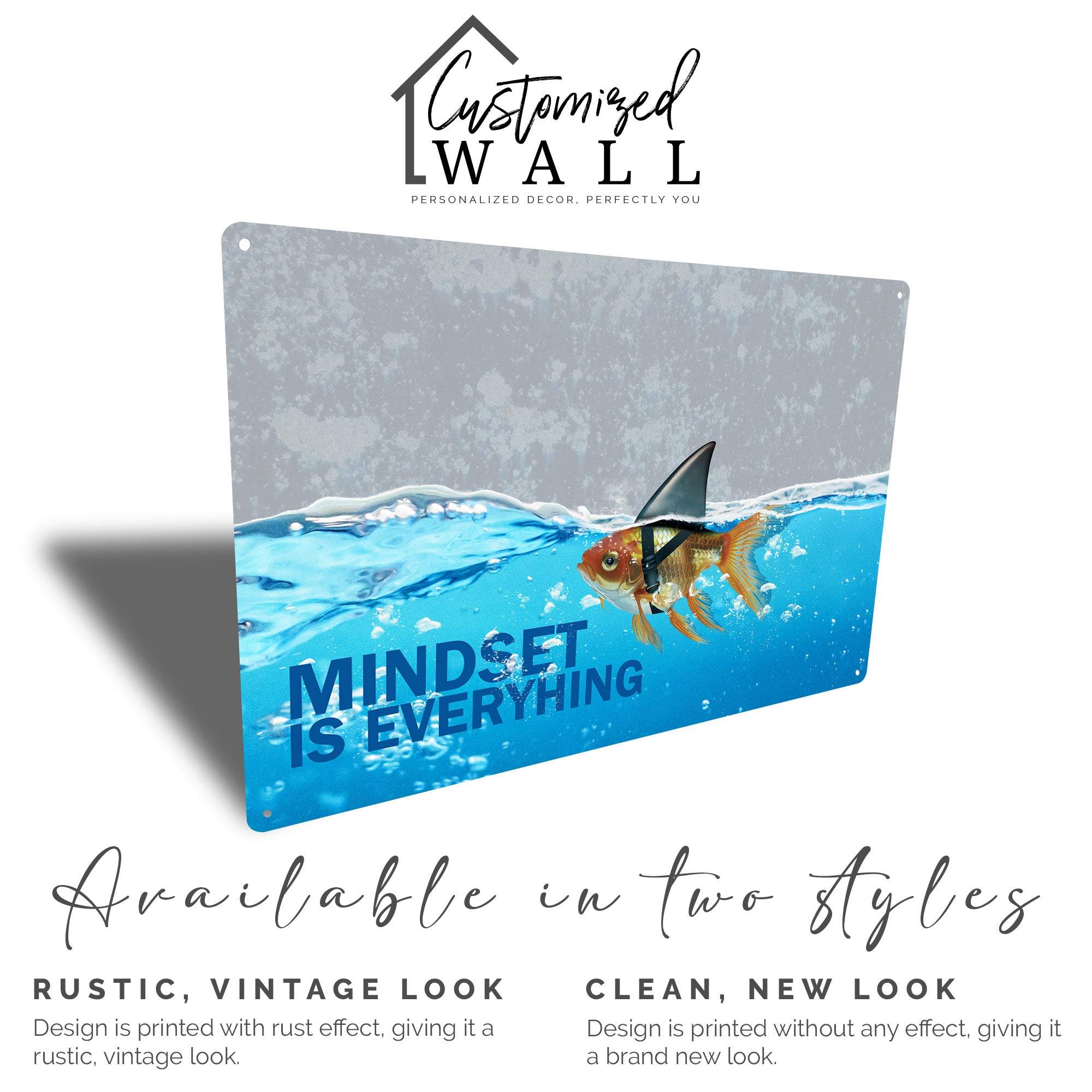 Personalized Metal Sign Decor – Inspirational Fish with Shark Fin Design – Perfect Motivational Gift for Home, Office, or Workshop - Image 5