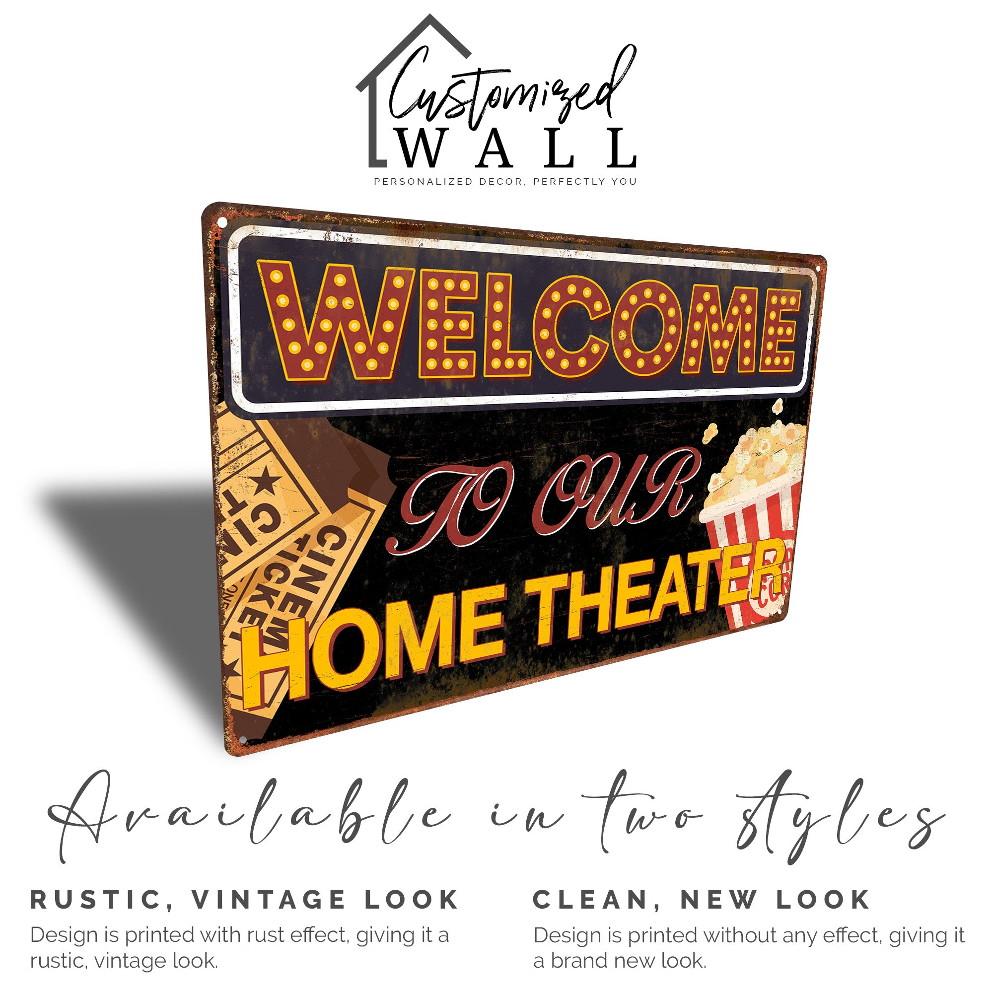Personalized Retro Metal Home Theater Sign - Custom Welcome Wall Décor for Movie Lovers - Image 4