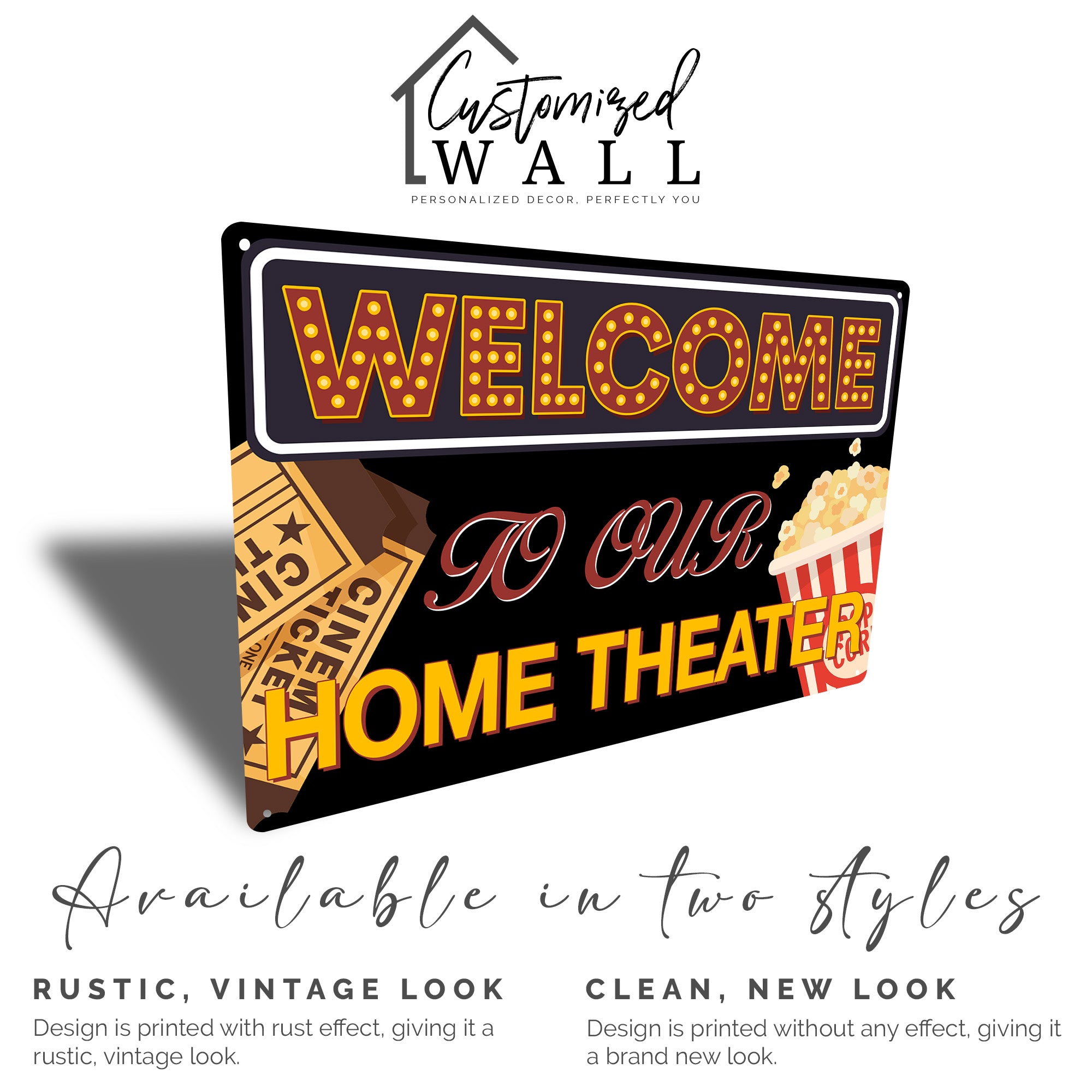 Personalized Retro Metal Home Theater Sign - Custom Welcome Wall Décor for Movie Lovers - Image 5