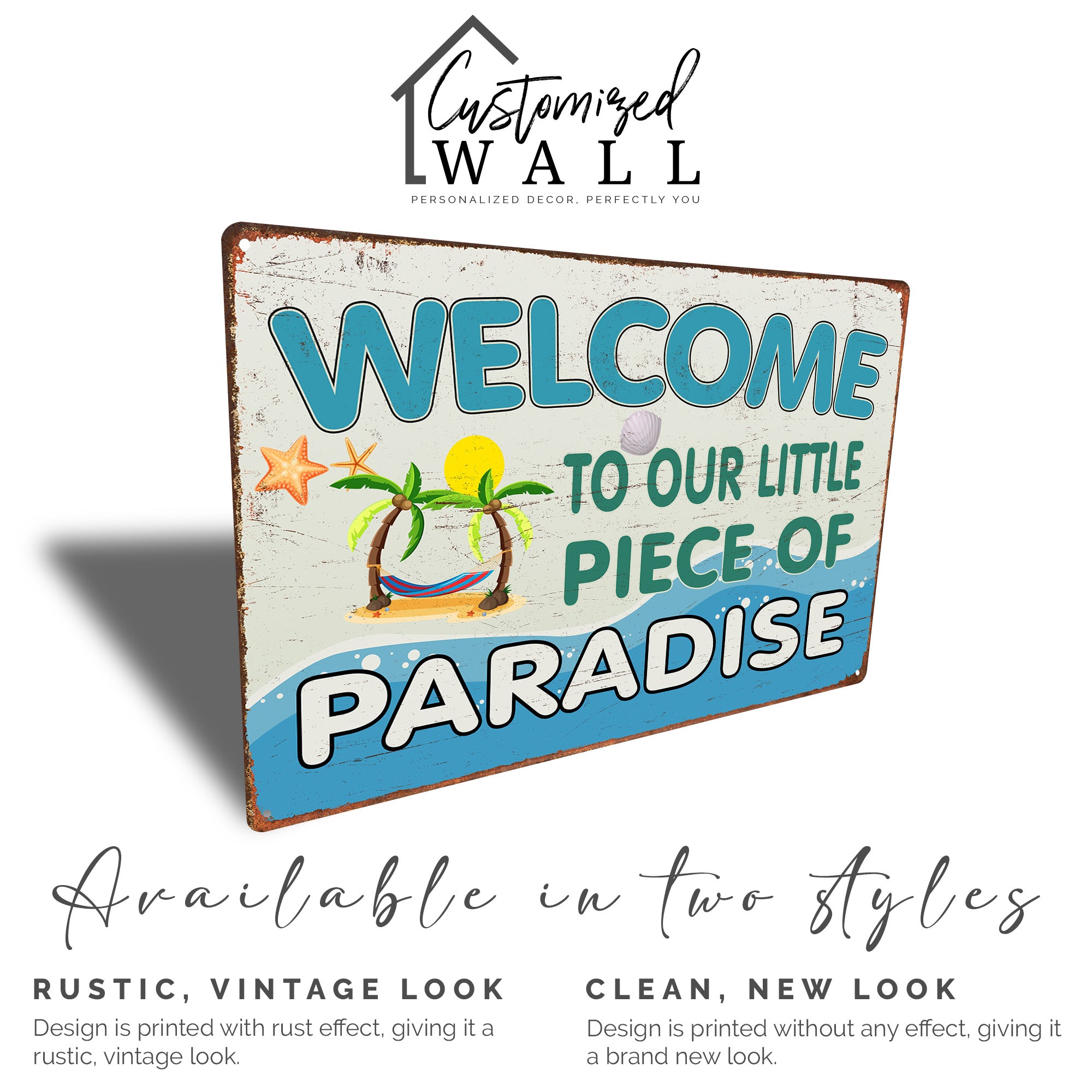 Personalized "Welcome to Our Little Piece of Paradise" Metal Sign – Custom Beach Decor for Home, Patio, or Gift - Image 4