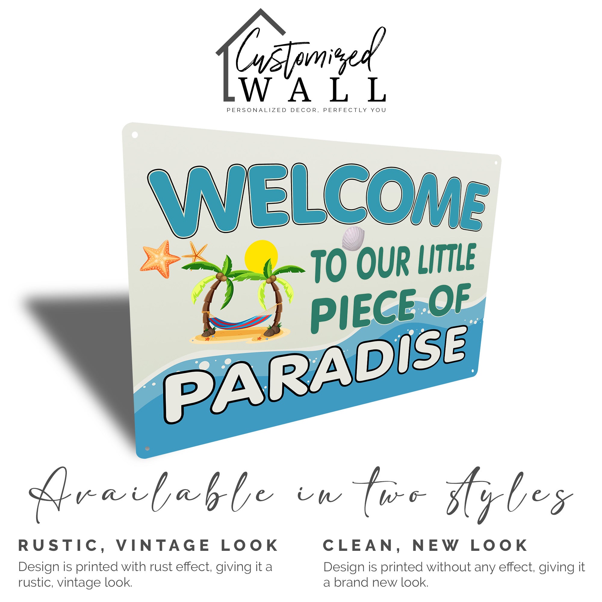 Personalized "Welcome to Our Little Piece of Paradise" Metal Sign – Custom Beach Decor for Home, Patio, or Gift - Image 5