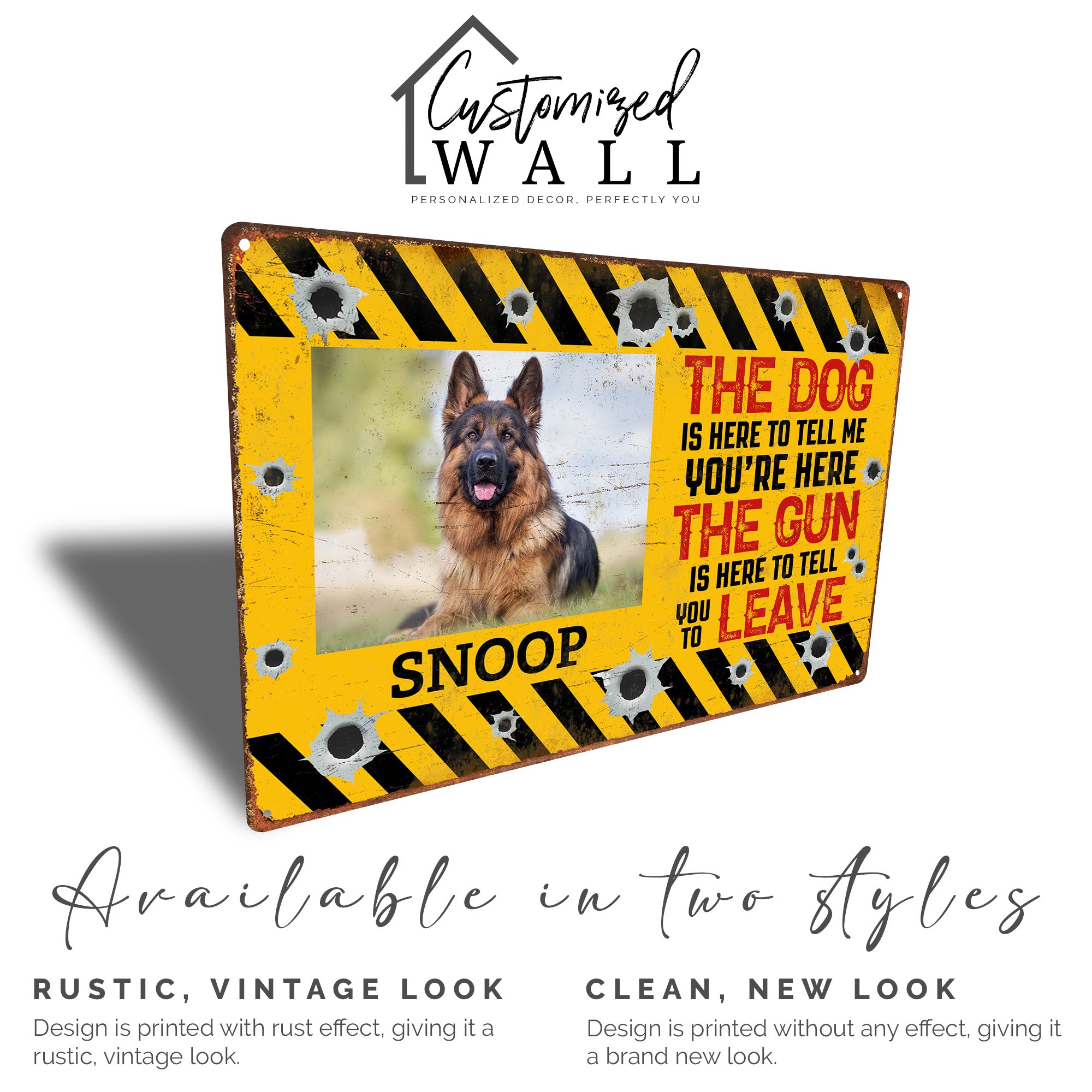 Personalized Dog and Gun Warning Metal Sign – Customizable with Your Pet's Name – Perfect Gift for Pet Owners and Security Enthusiasts - Image 3