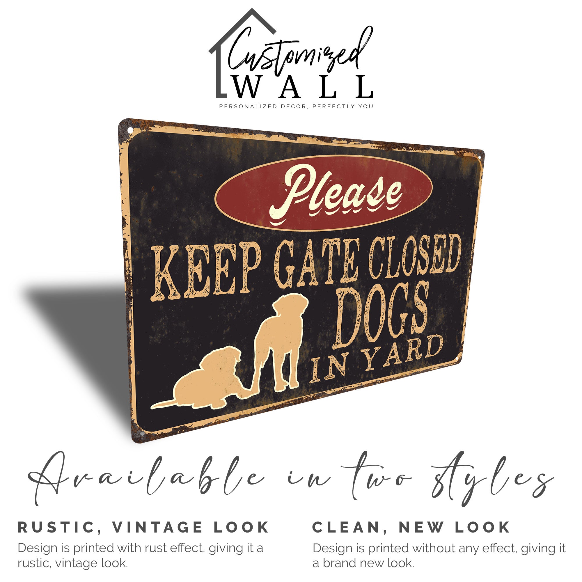 Personalized Rustic Metal Sign - "Please Keep Gate Closed" with Dog Silhouettes - Custom Yard Decor for Pet Lovers - Image 3