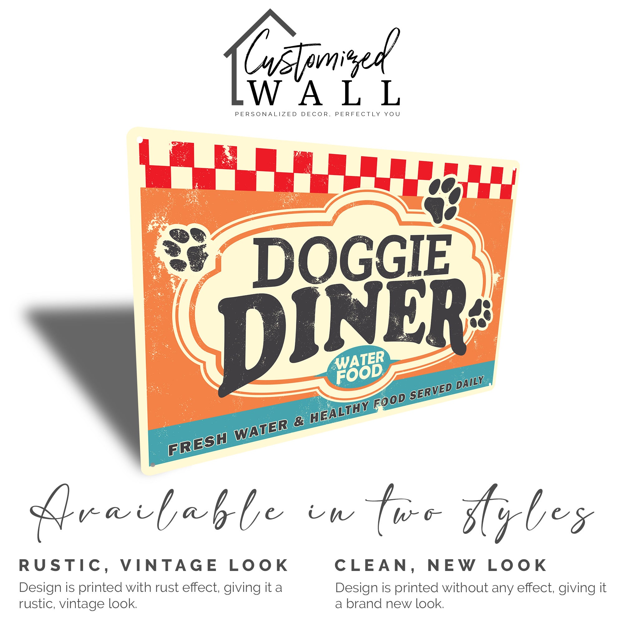 Personalized Doggie Diner Metal Sign - Rustic Pet Decor with Customizable Text for Pet Lovers' Homes - Image 3