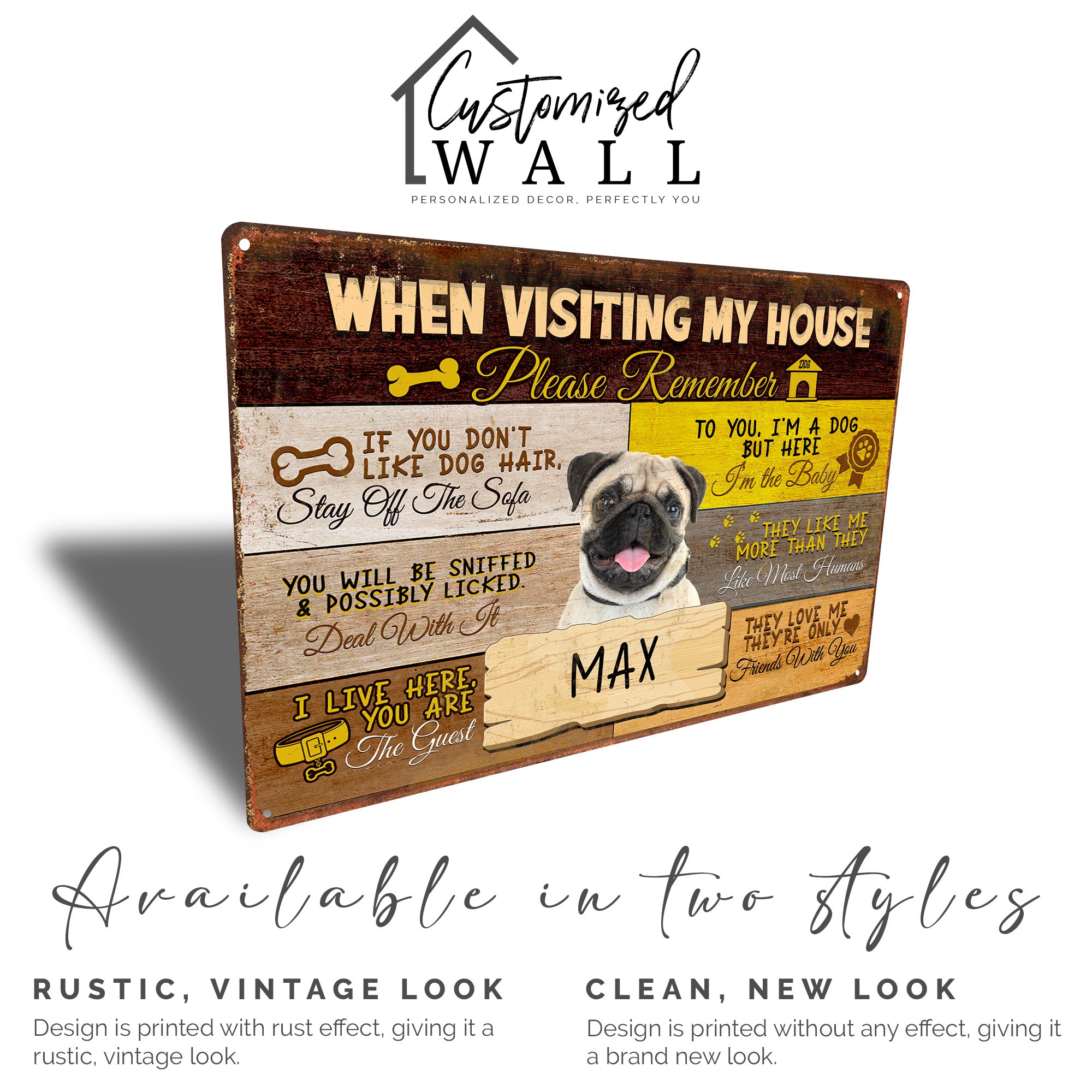 Personalized Pug Dog House Metal Sign - Custom Name Plaque for Pet Lovers, Handmade Décor for Dog Owners - Image 4
