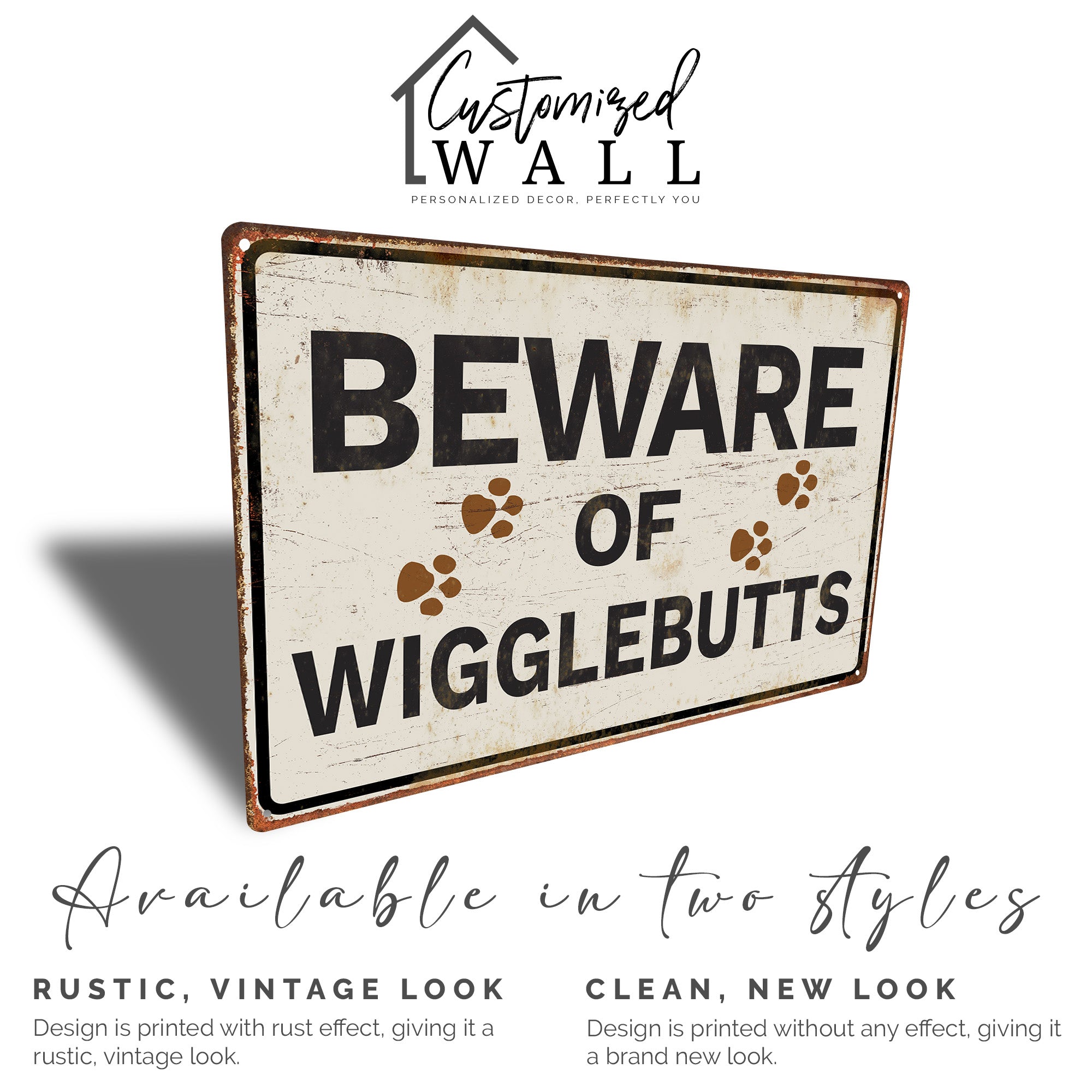 Personalized "Beware of Wigglebutts" Metal Sign - Customizable Pet Lover's Home Décor Gift - Image 4