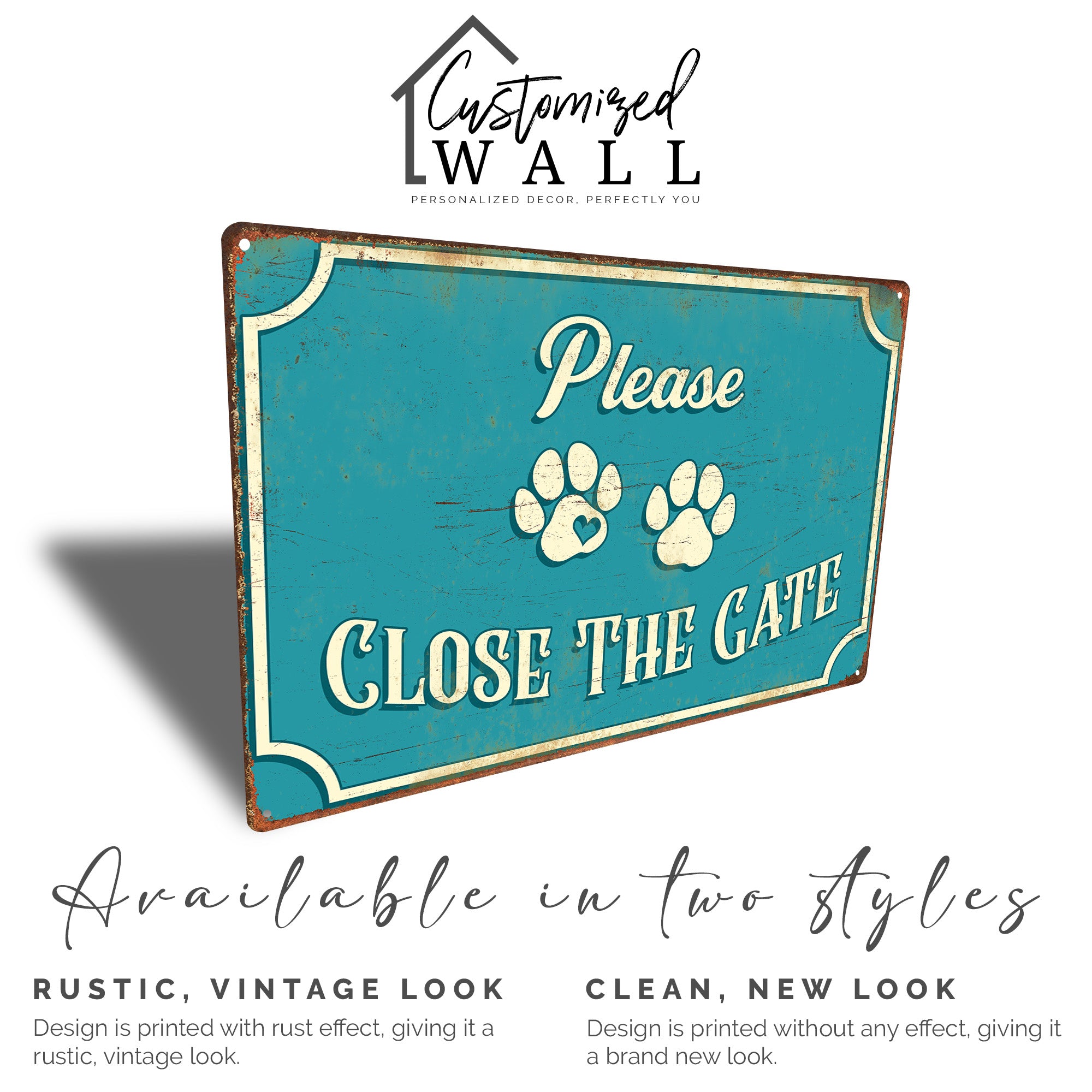 Personalized Handmade Metal "Please Close the Gate" Sign - Vintage Pet-Friendly Design with Custom Options - Image 4
