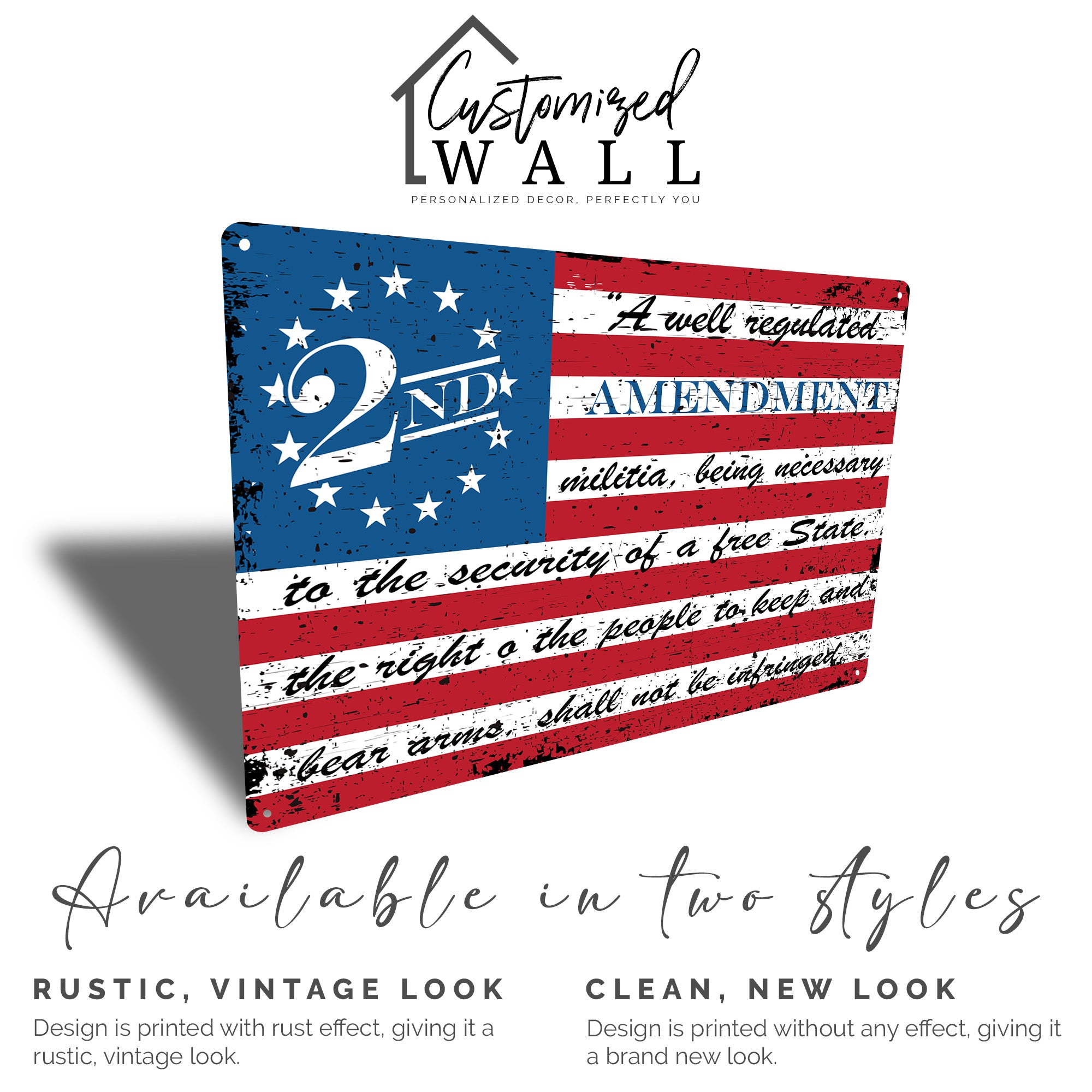 Personalized Rustic 2nd Amendment Metal Sign - Premium Quality, Customizable American Flag Design for Unique Gift Giving - Image 3