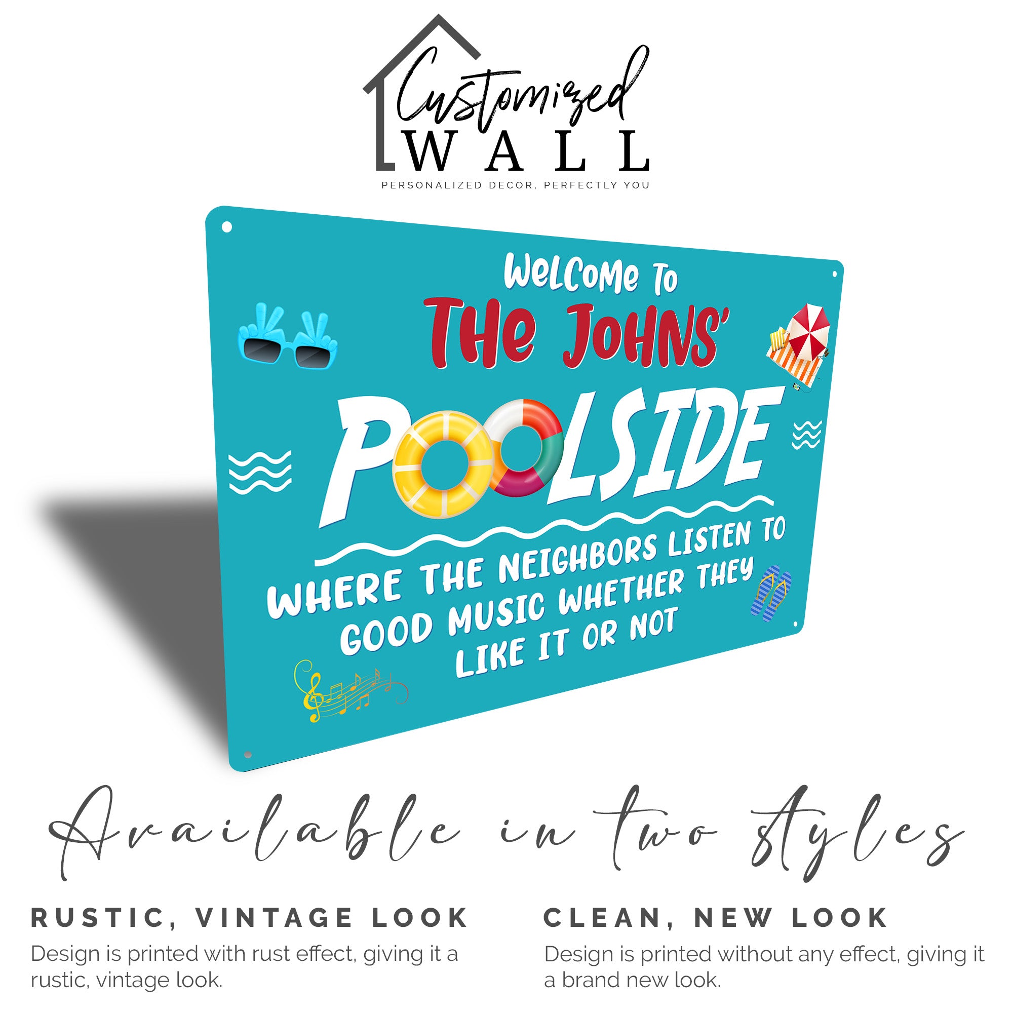 Personalized Poolside Metal Sign – Custom Family Name Plaque for Outdoor Fun & Music Lovers - Image 5