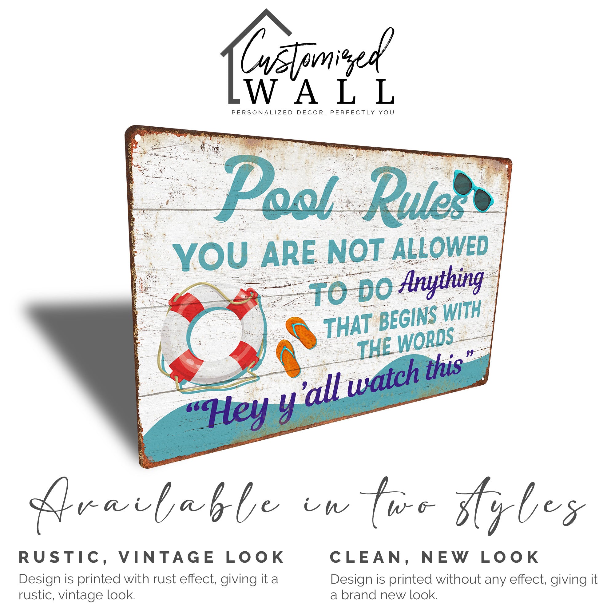 Personalized Pool Rules Metal Sign - Customizable Outdoor Decor for Fun-Inspired Poolside Gatherings - Image 4