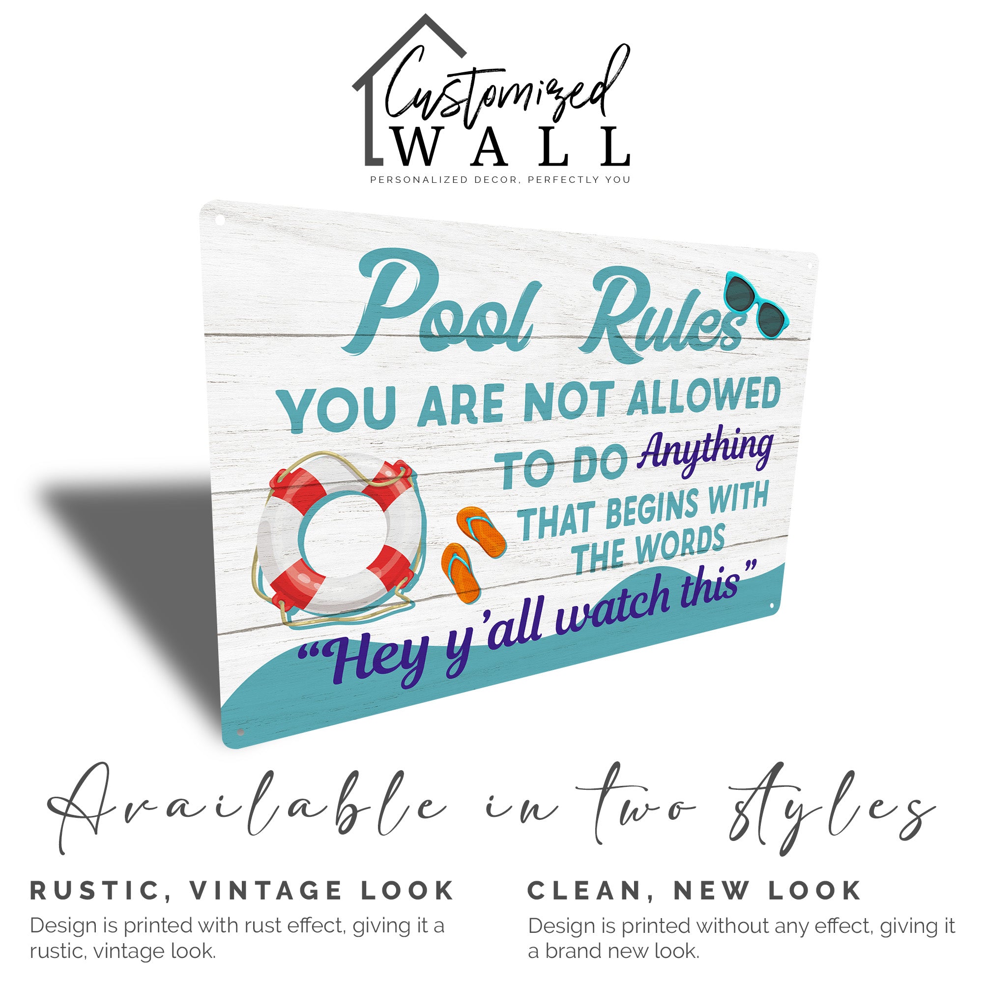 Personalized Pool Rules Metal Sign - Customizable Outdoor Decor for Fun-Inspired Poolside Gatherings - Image 5