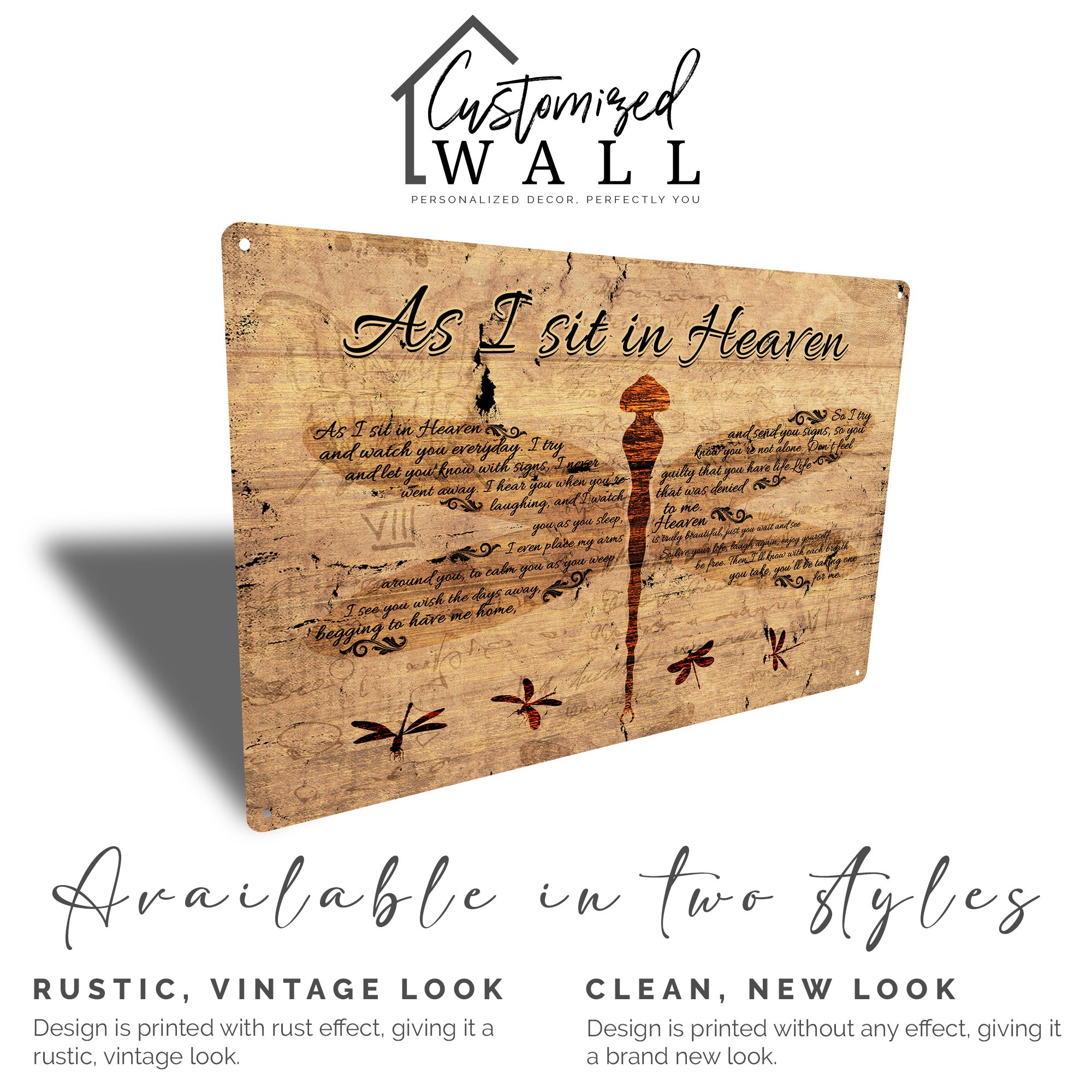 Personalized "As I Sit in Heaven" Metal Sign – Rustic Memorial Plaque with Dragonfly Design for Thoughtful Gift-Giving - Image 3