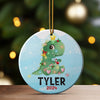 Custom Dinosaur Ceramic Christmas Ornament for Kids - Personalized Holiday Decoration with Name and Year - Unique Keepsake Gift - Image 3