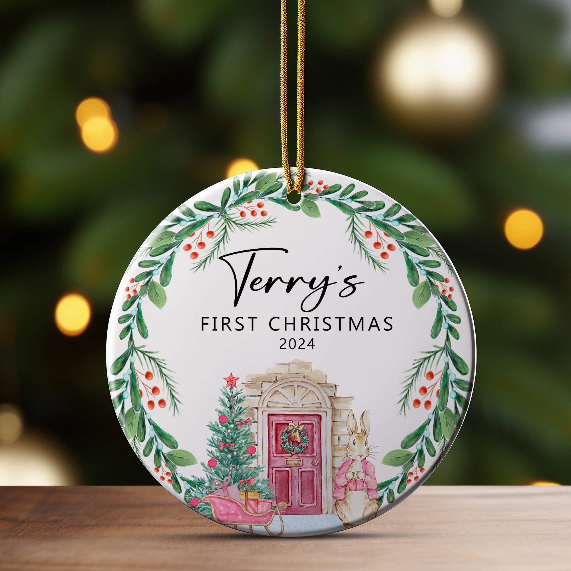 Personalized Ceramic Ornament - "First Christmas" 2024 | Handcrafted Holiday Keepsake for New Baby or Loved Ones - Image 3