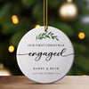 Personalized "First Christmas Engaged" Ceramic Ornament – Elegant Keepsake for Newly Engaged Couples - Image 3