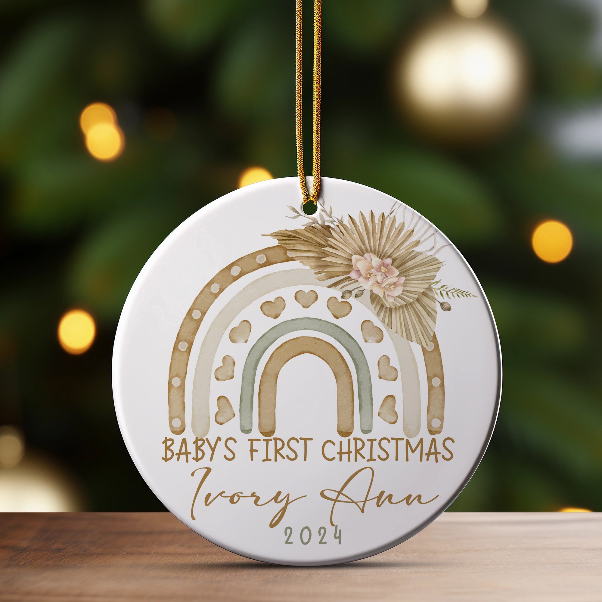 Personalized Baby's First Christmas Ornament - Handcrafted Ceramic Keepsake 2024 - Custom Name & Year - Image 3