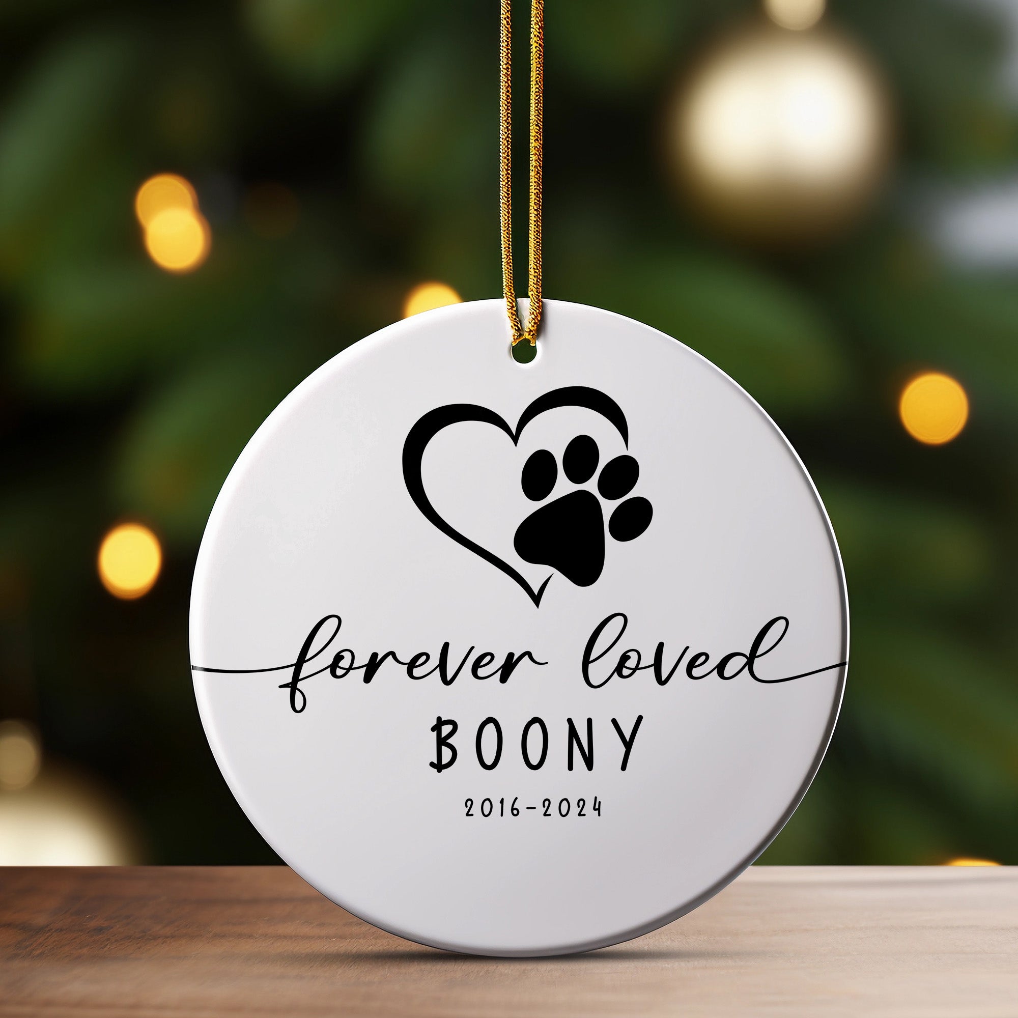 Personalized Memorial Pet Ornament - Custom Ceramic Keepsake with Heart and Paw Design for Pet Loss Remembrance - Image 3