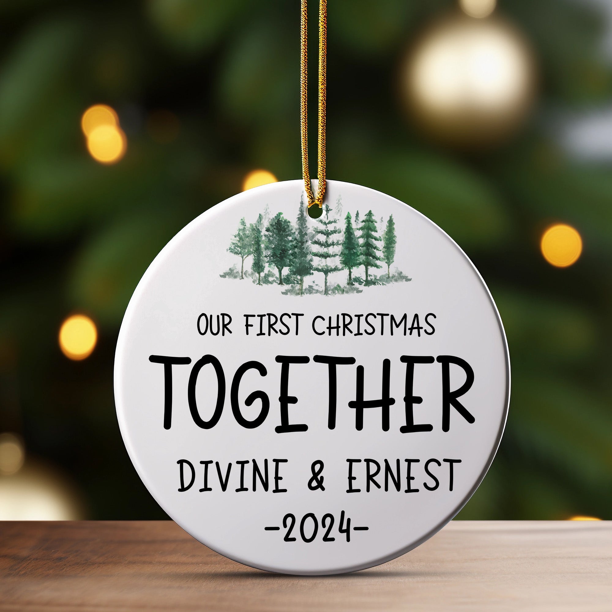 Personalized First Christmas Together 2024 Ceramic Ornament - Artisan Handcrafted Keepsake for Couples - Image 3