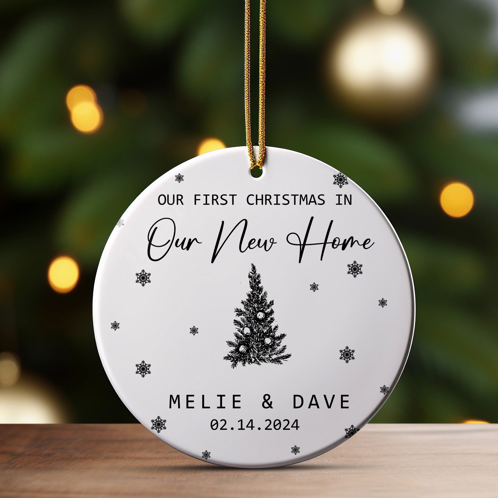 Personalized "Our First Christmas in Our New Home" Ceramic Ornament - Custom Date & Names, Perfect Keepsake Gift - Image 3