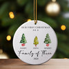 Personalized Family of Three Christmas Ornament 2024 – Customized Ceramic Holiday Keepsake with Hand-Painted Trees and Text - Image 3