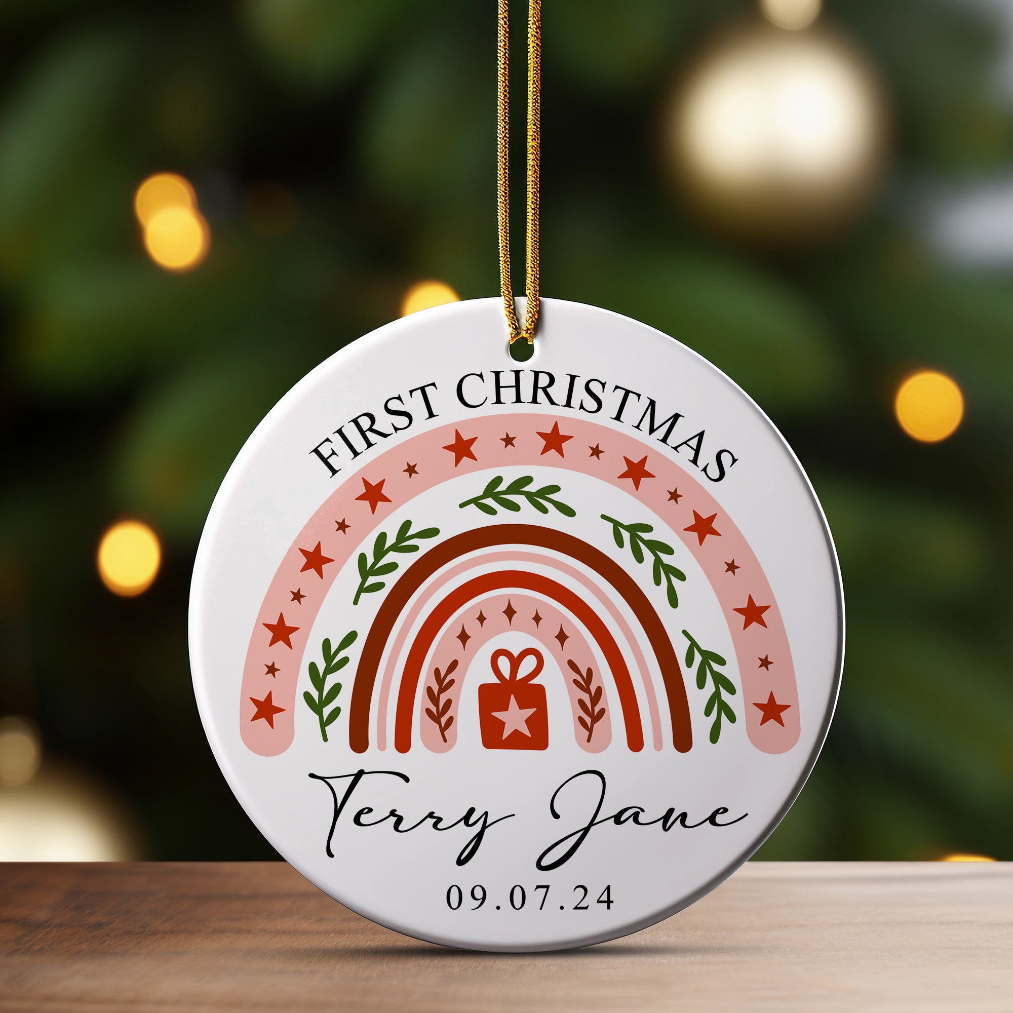 Personalized First Christmas Ceramic Ornament with Handcrafted Design - Perfect Baby Keepsake Gift - Image 3